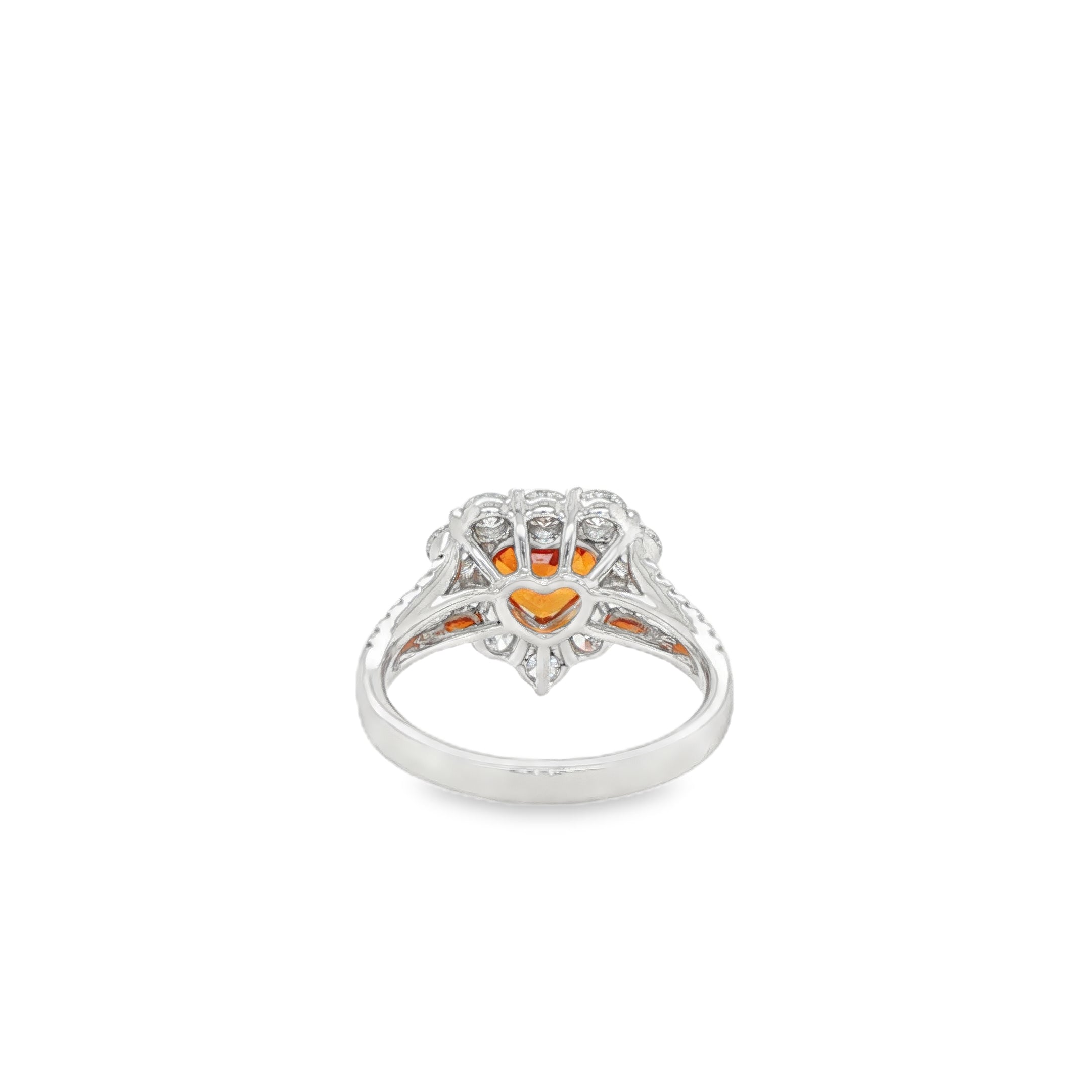 2ct Heart Shaped Spessartite Diamond Ring