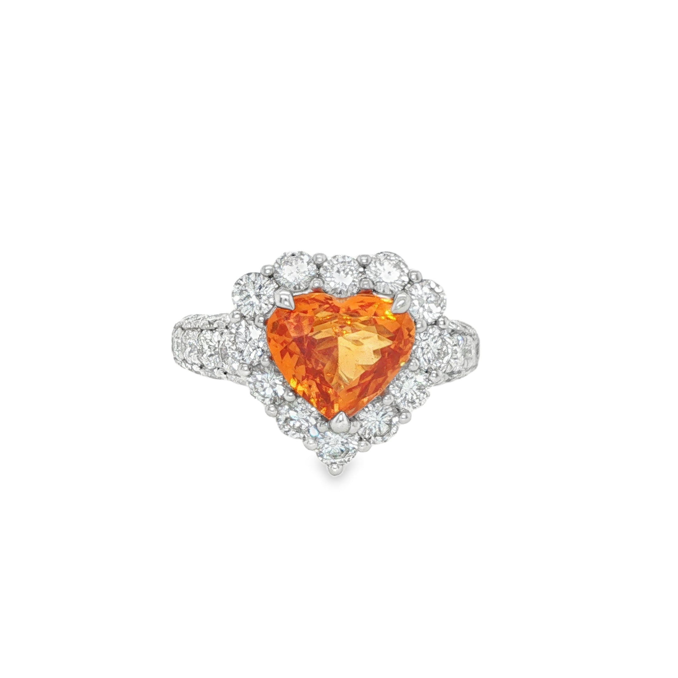 3ct Heart Shaped Spessartite Diamond Ring