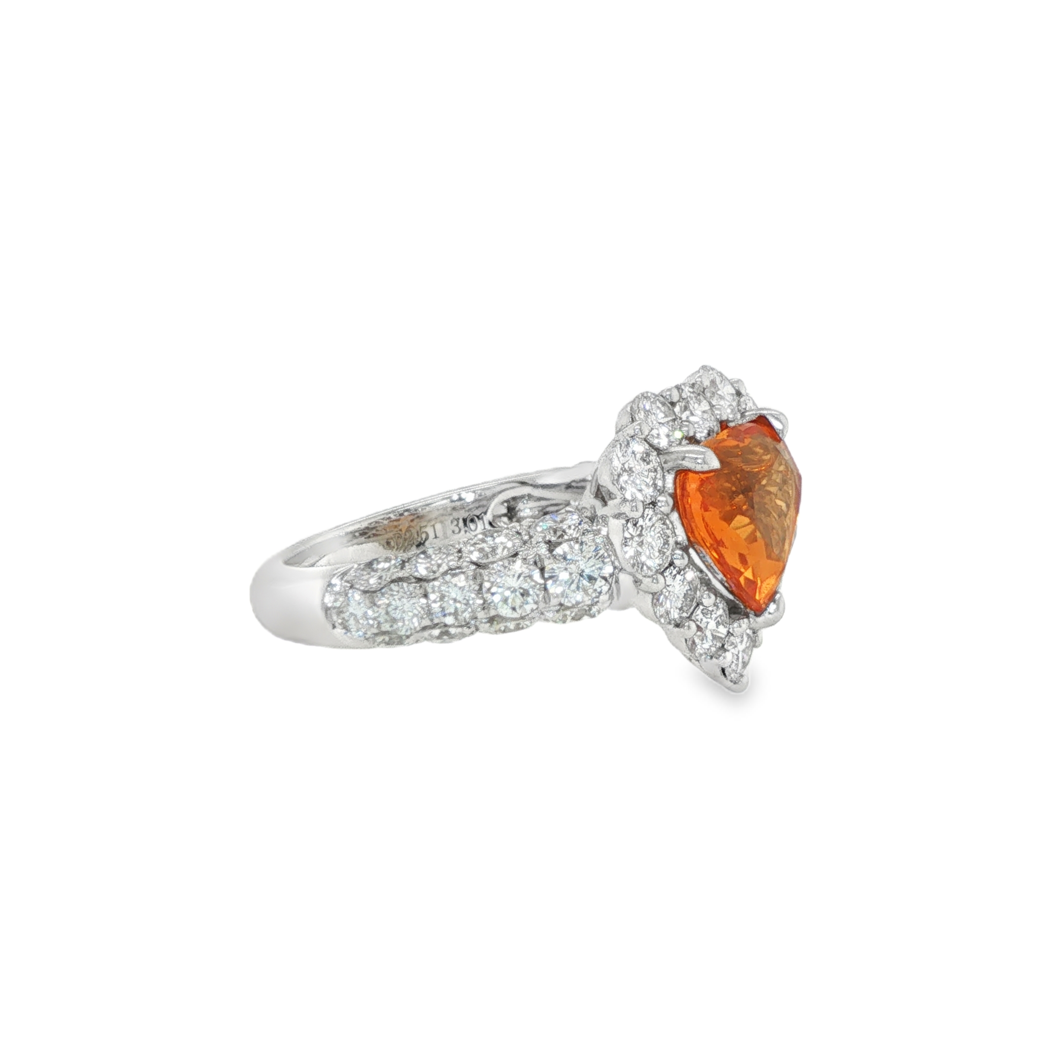 3ct Heart Shaped Spessartite Diamond Ring