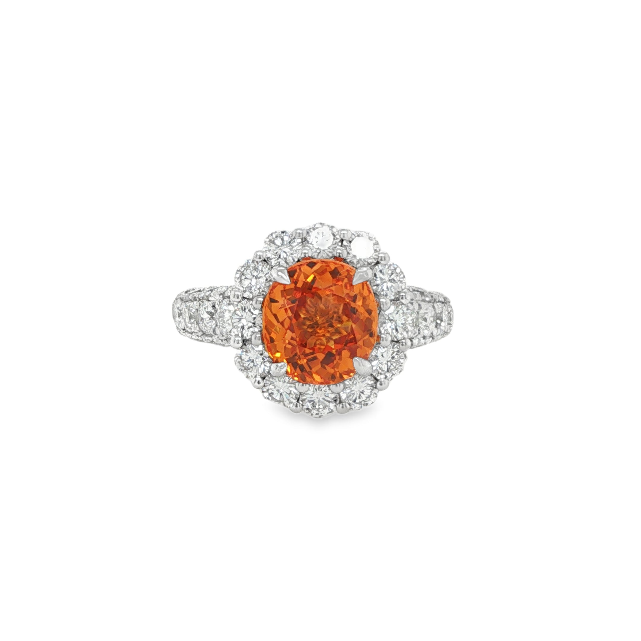 3.44ct Oval Spessartite Diamond Ring