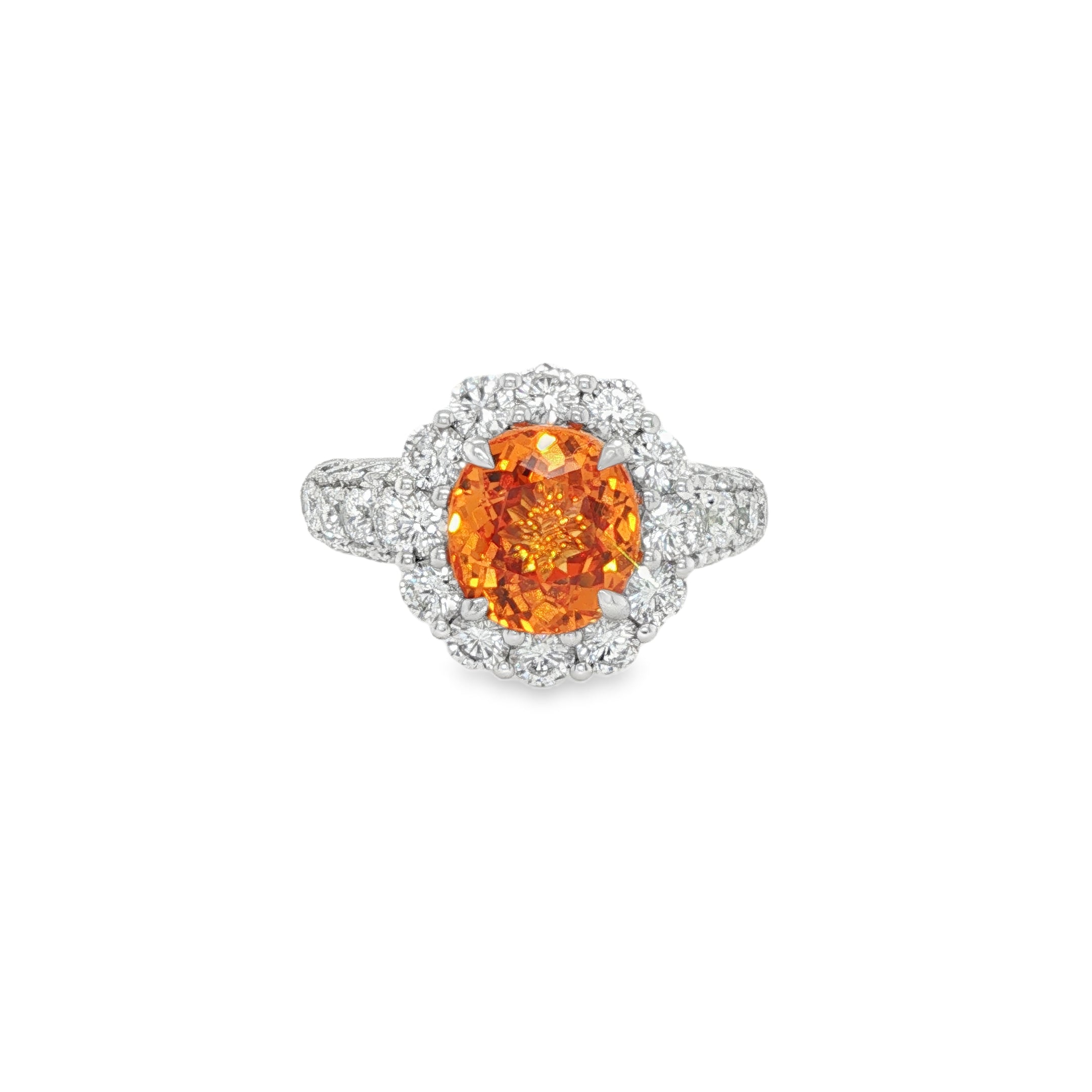 3.44ct Oval Spessartite Diamond Ring
