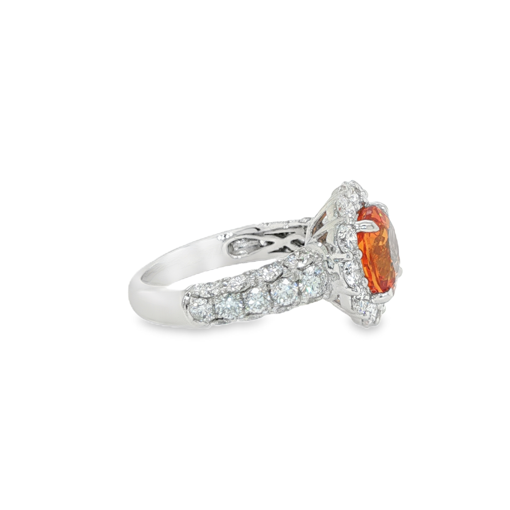 3.44ct Oval Spessartite Diamond Ring