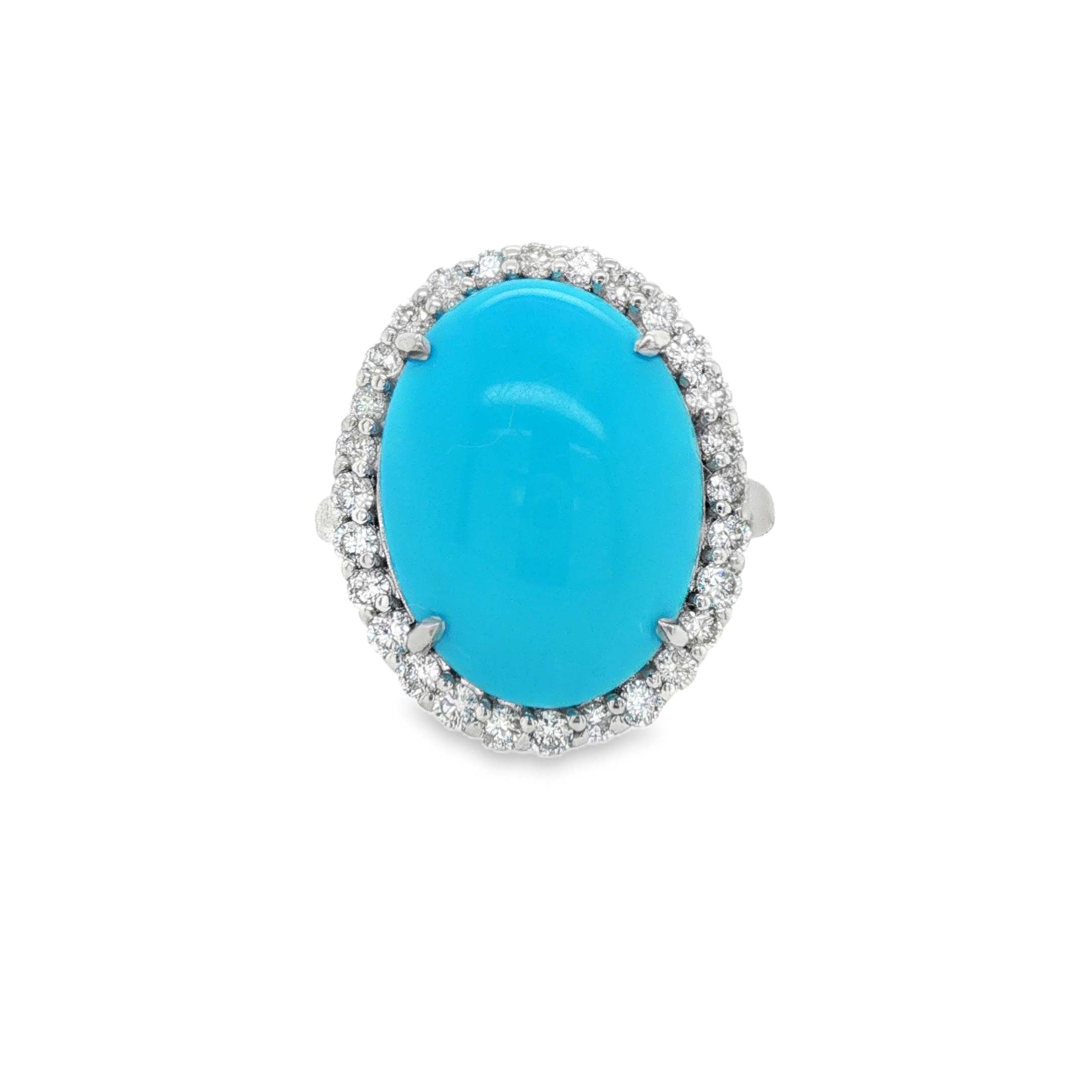 6.70ct Oval Turquoise Diamond Halo Ring