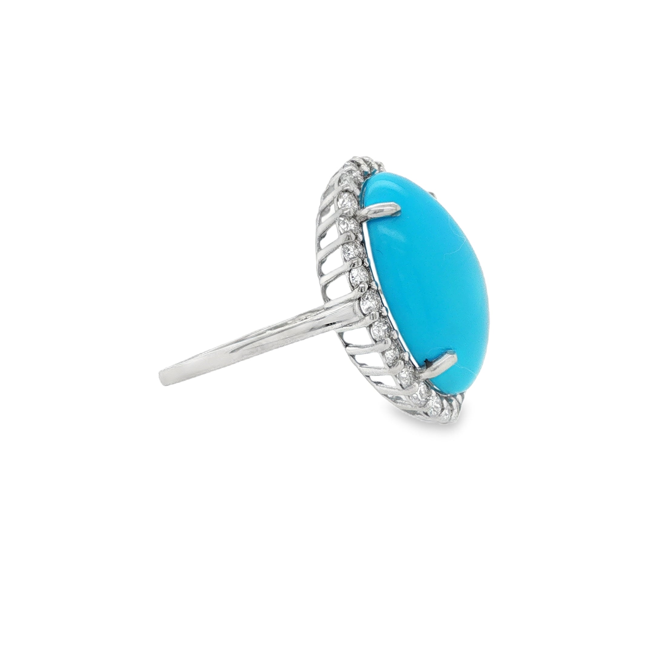 6.70ct Oval Turquoise Diamond Halo Ring