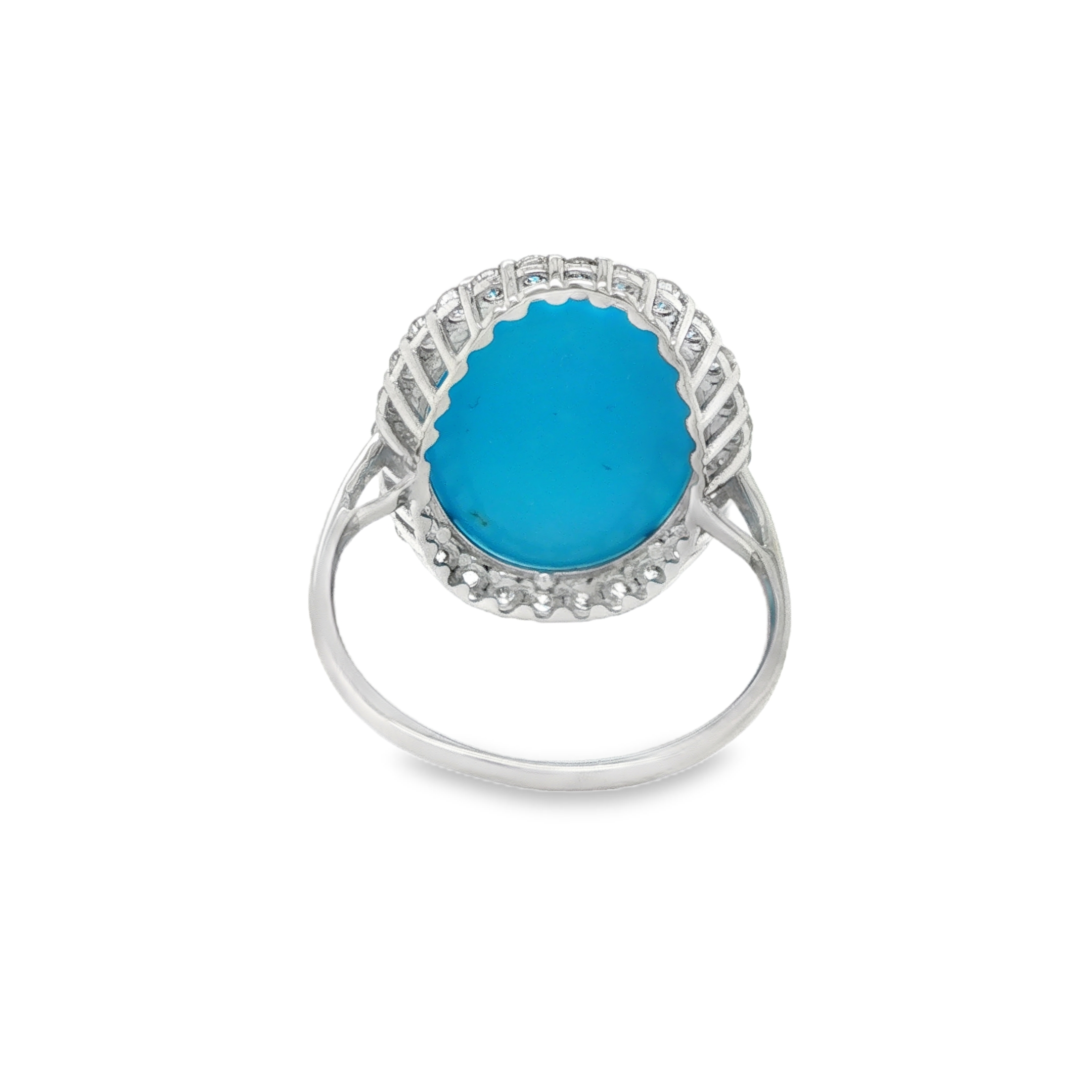 6.70ct Oval Turquoise Diamond Halo Ring
