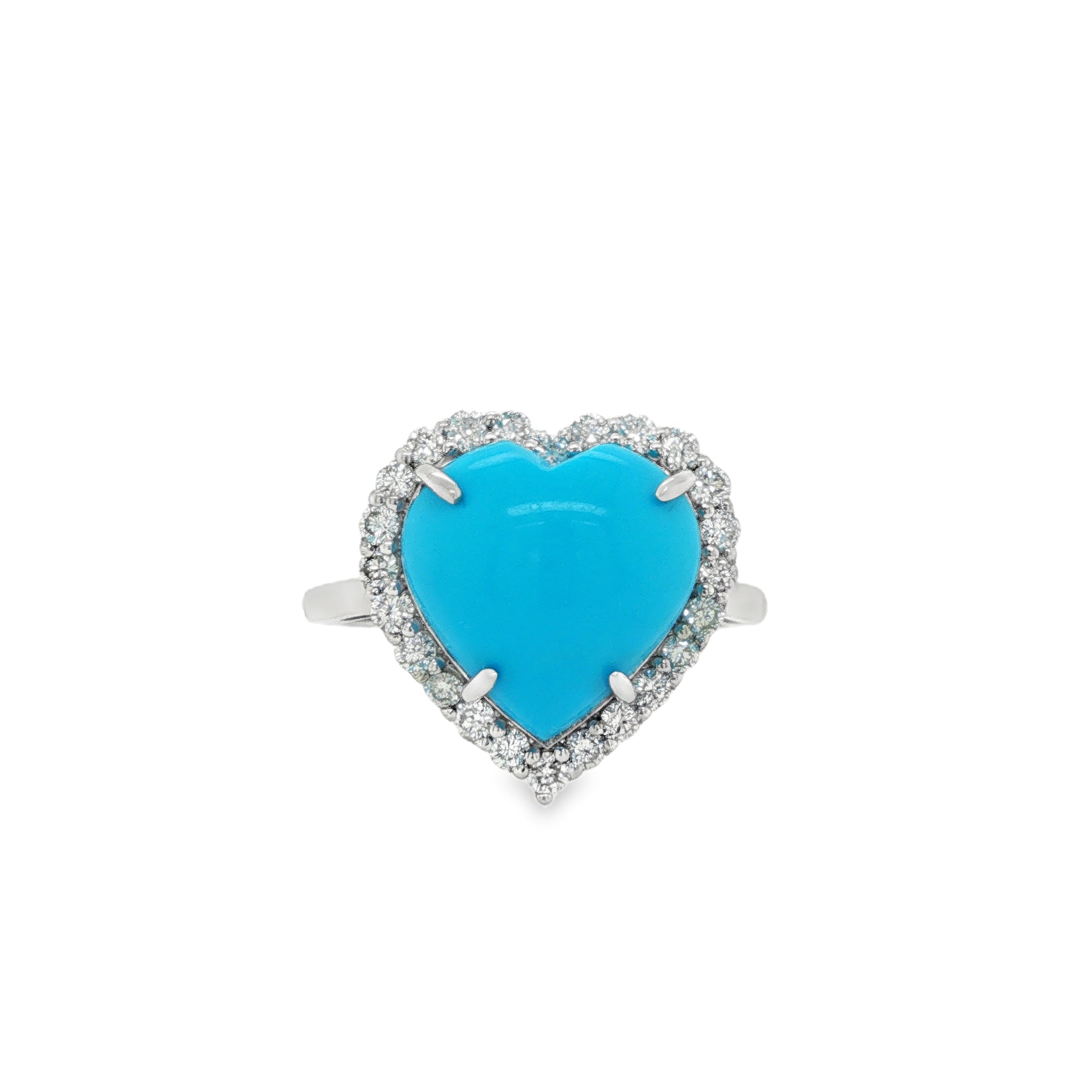 5.27ct Heart Shaped Turquoise Diamond Halo Ring