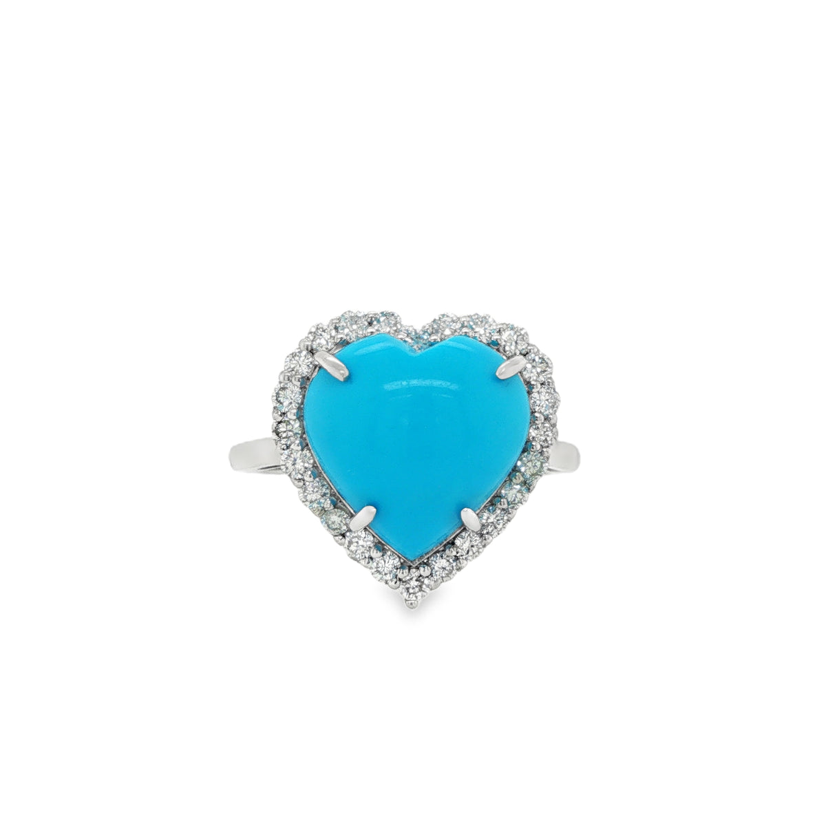 5.27ct Heart Shaped Turquoise Diamond Halo Ring