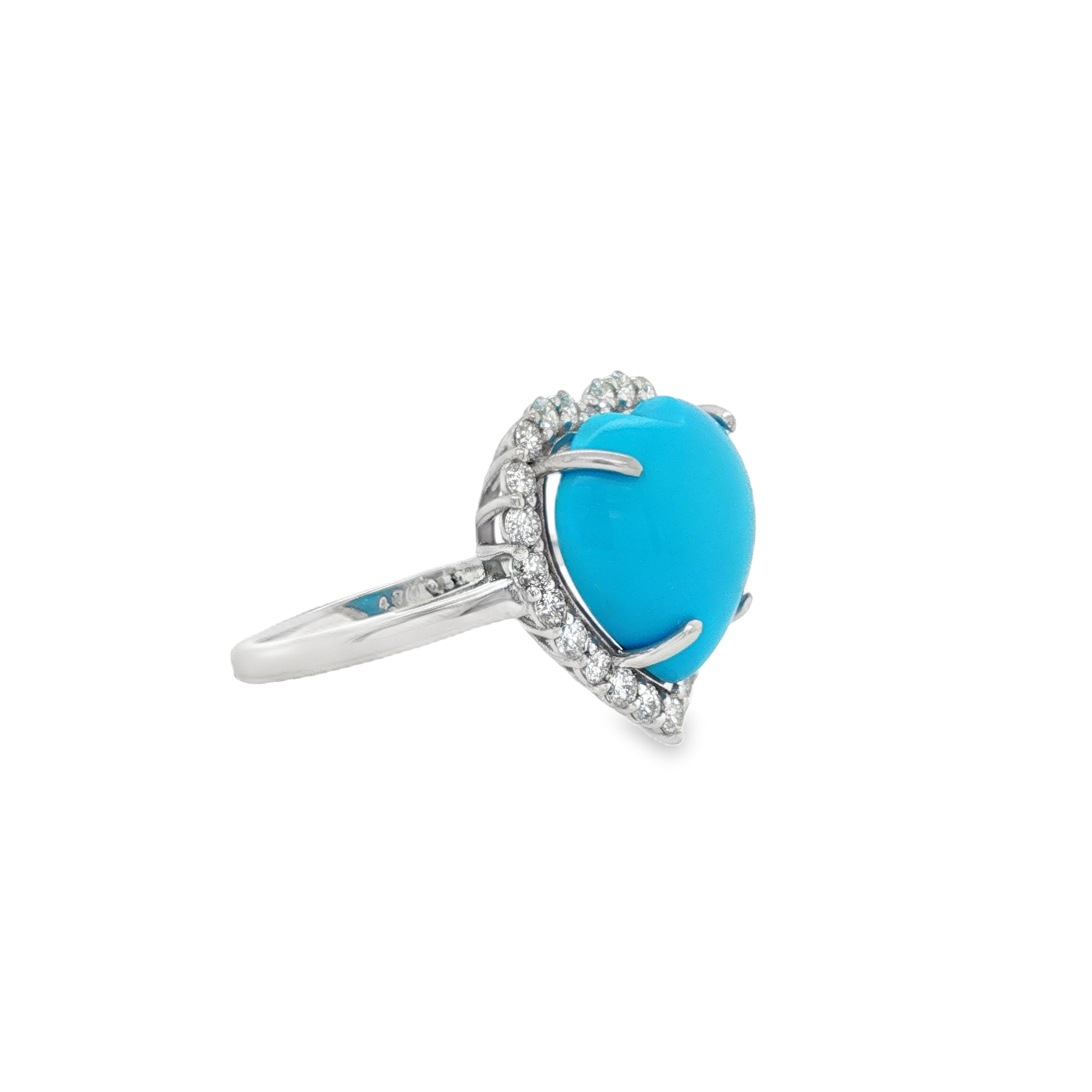 5.27ct Heart Shaped Turquoise Diamond Halo Ring