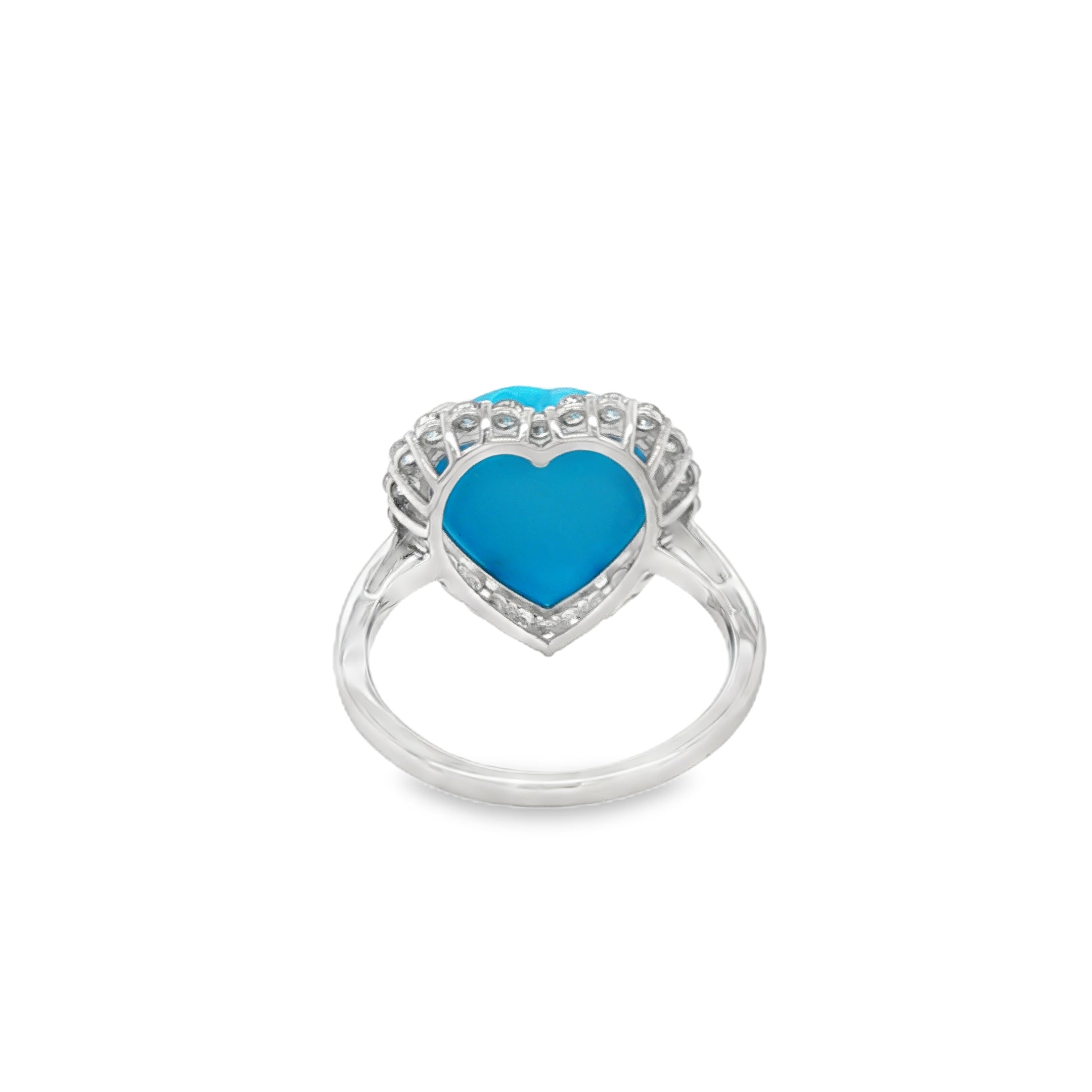 5.27ct Heart Shaped Turquoise Diamond Halo Ring