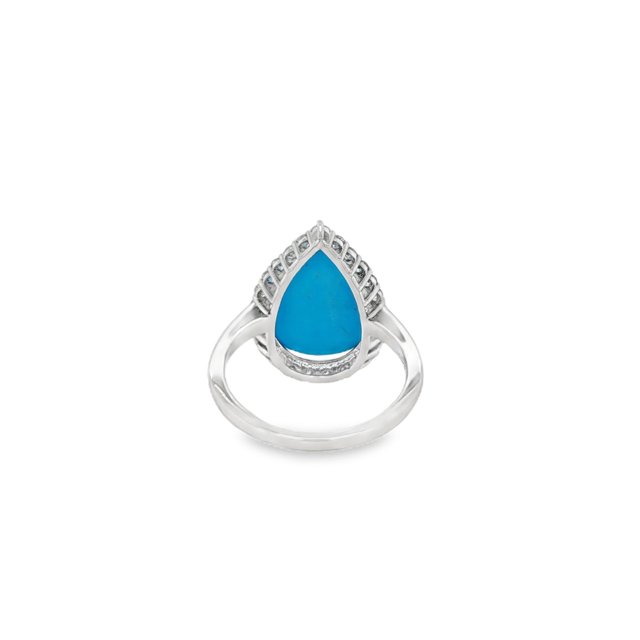 4.90ct Pear Shaped Turquoise Diamond Halo Ring