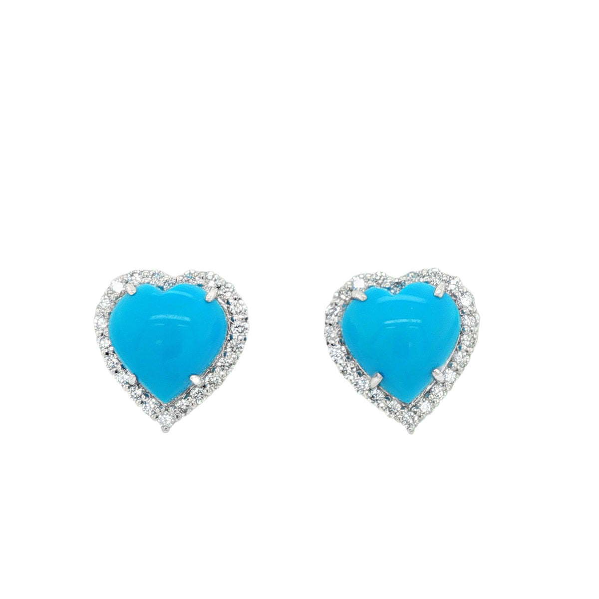 6.50ct Heart Shaped Turquoise Diamond Halo Earrings