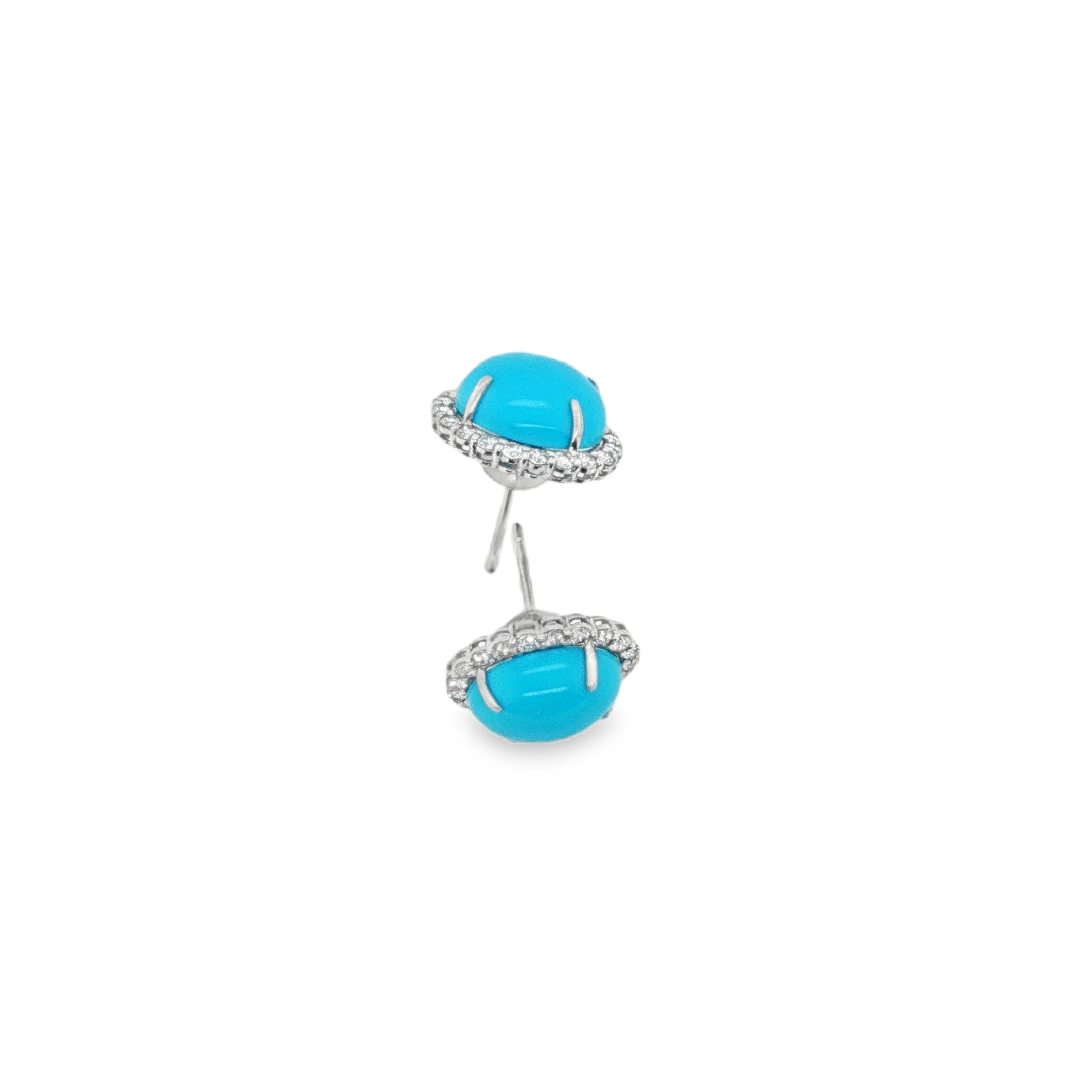 4.85ct Oval Turquoise Diamond Halo Stud Earrings