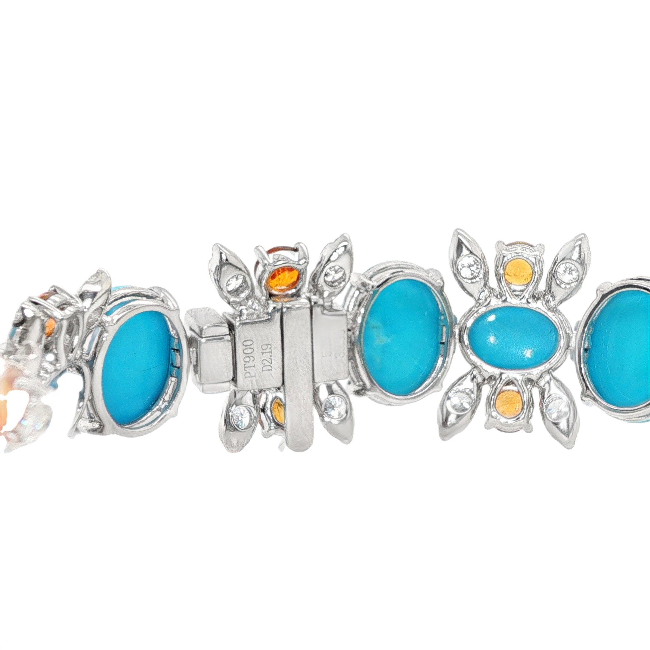 39ct Oval and Round Turquoise, Spessartite & Diamond Bracelet