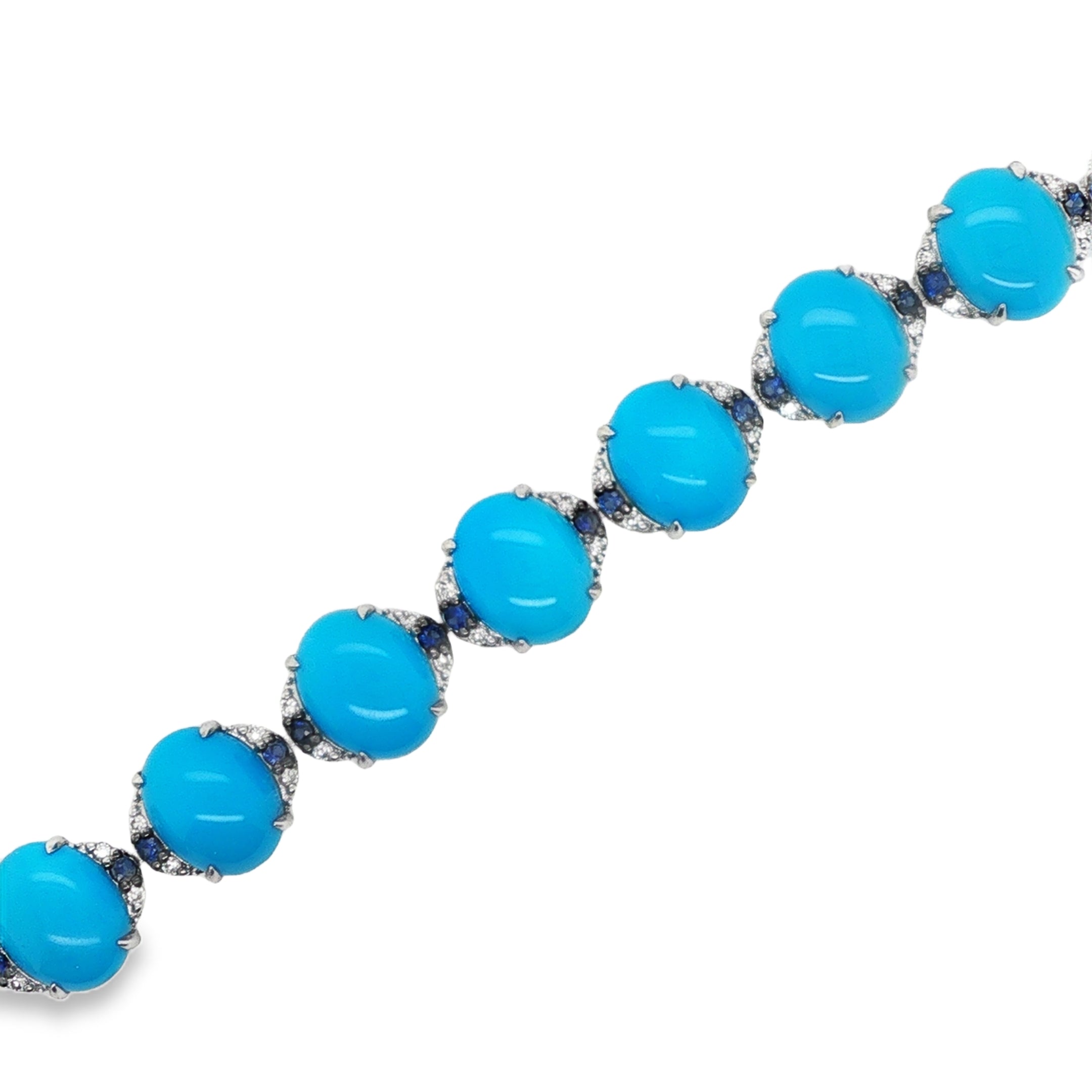 27ct Oval Turquoise, Sapphire & Diamond Bracelet