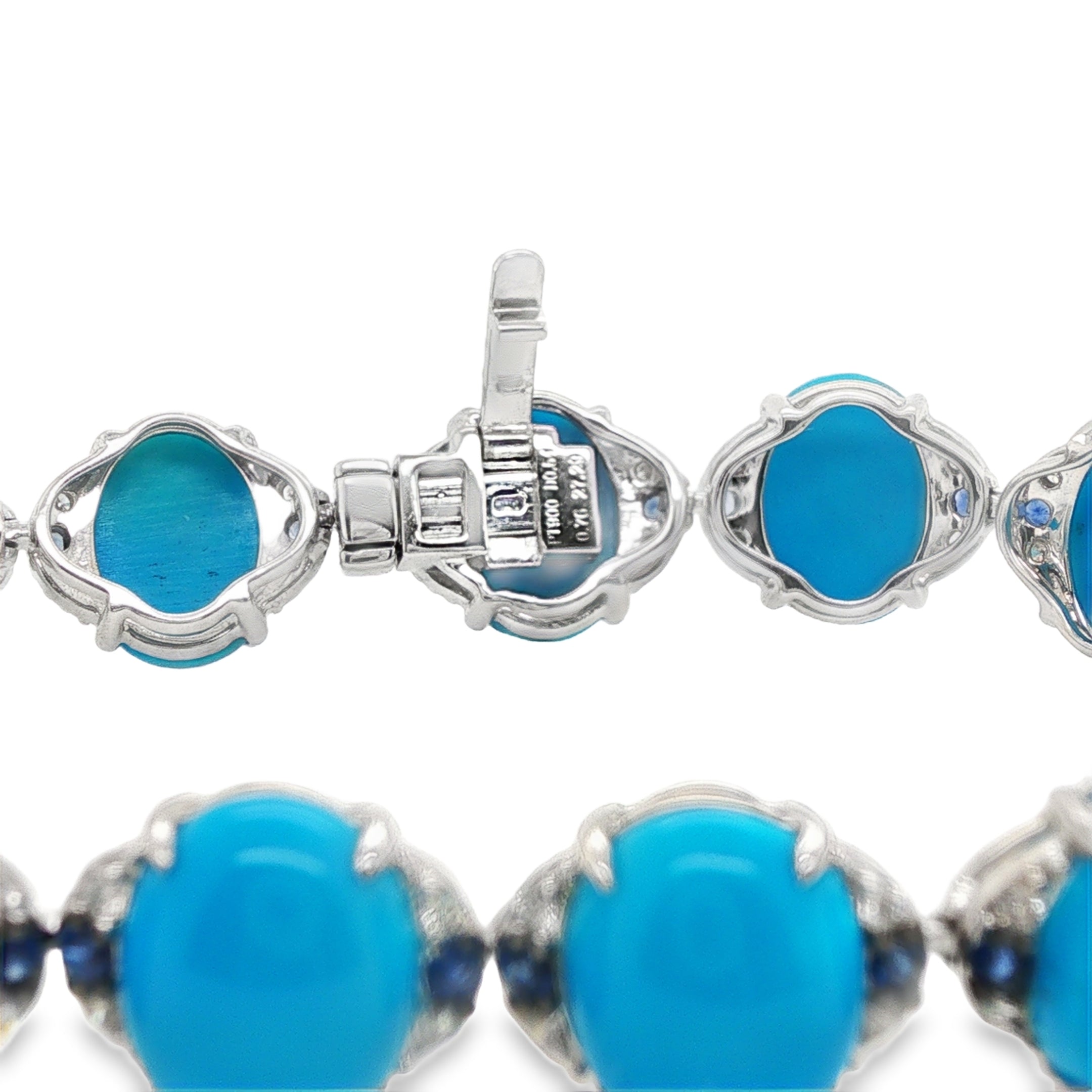 27ct Oval Turquoise, Sapphire & Diamond Bracelet