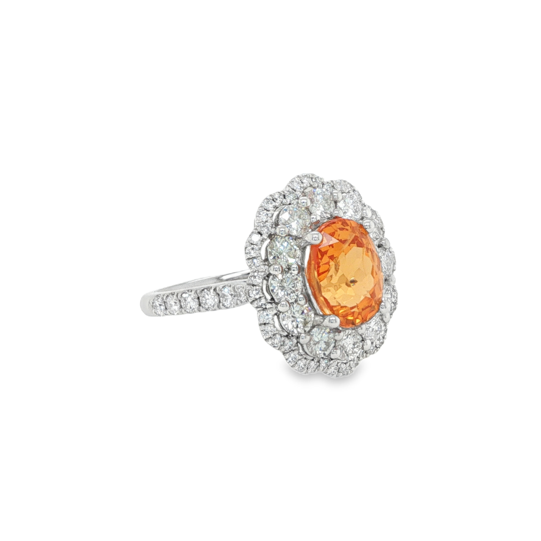 3ct Oval Mandarin Spessartite Diamond Halo Ring