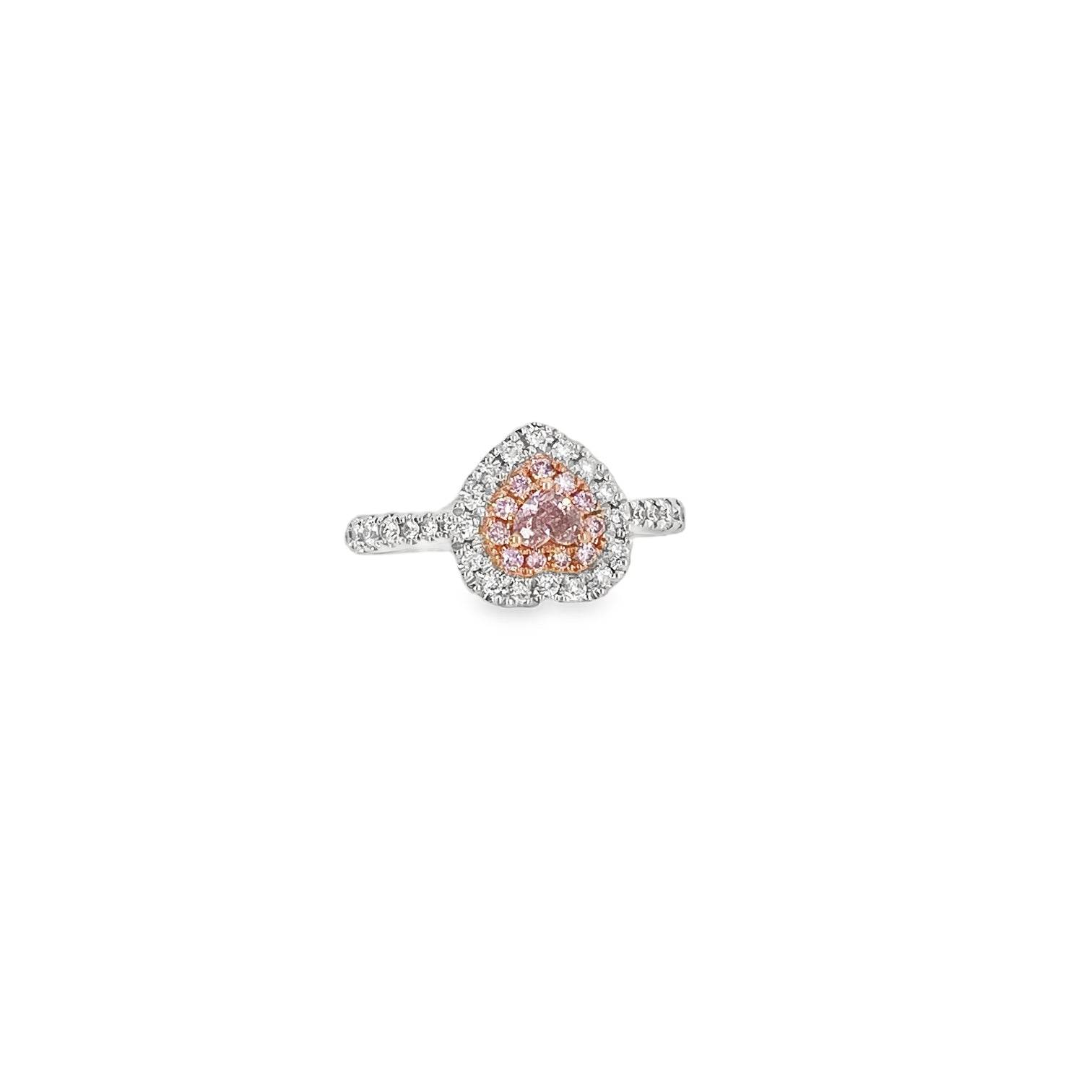 0.16ct Heart-Shaped Fancy Brown Pink Diamond Halo Ring in Platinum - Candid Japan