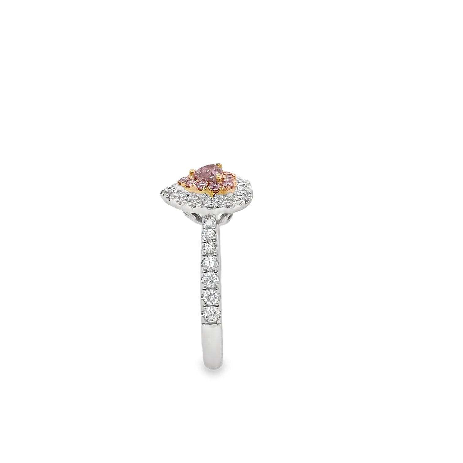 0.16ct Heart-Shaped Fancy Brown Pink Diamond Halo Ring in Platinum - Candid Japan