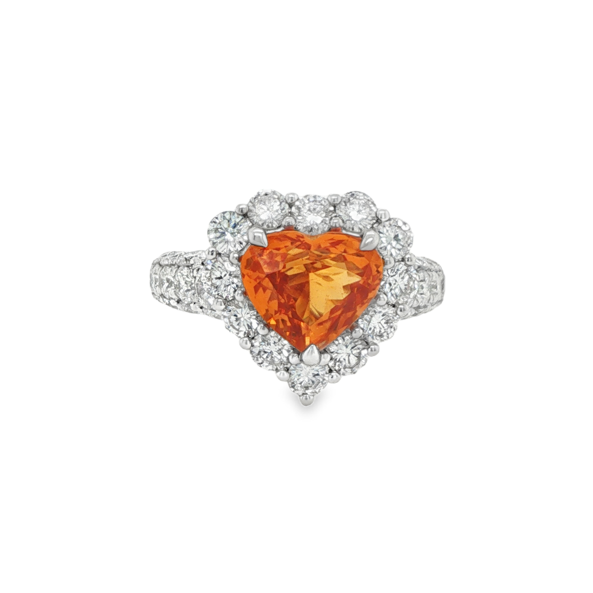3ct Heart Shaped Spessartite Diamond Ring