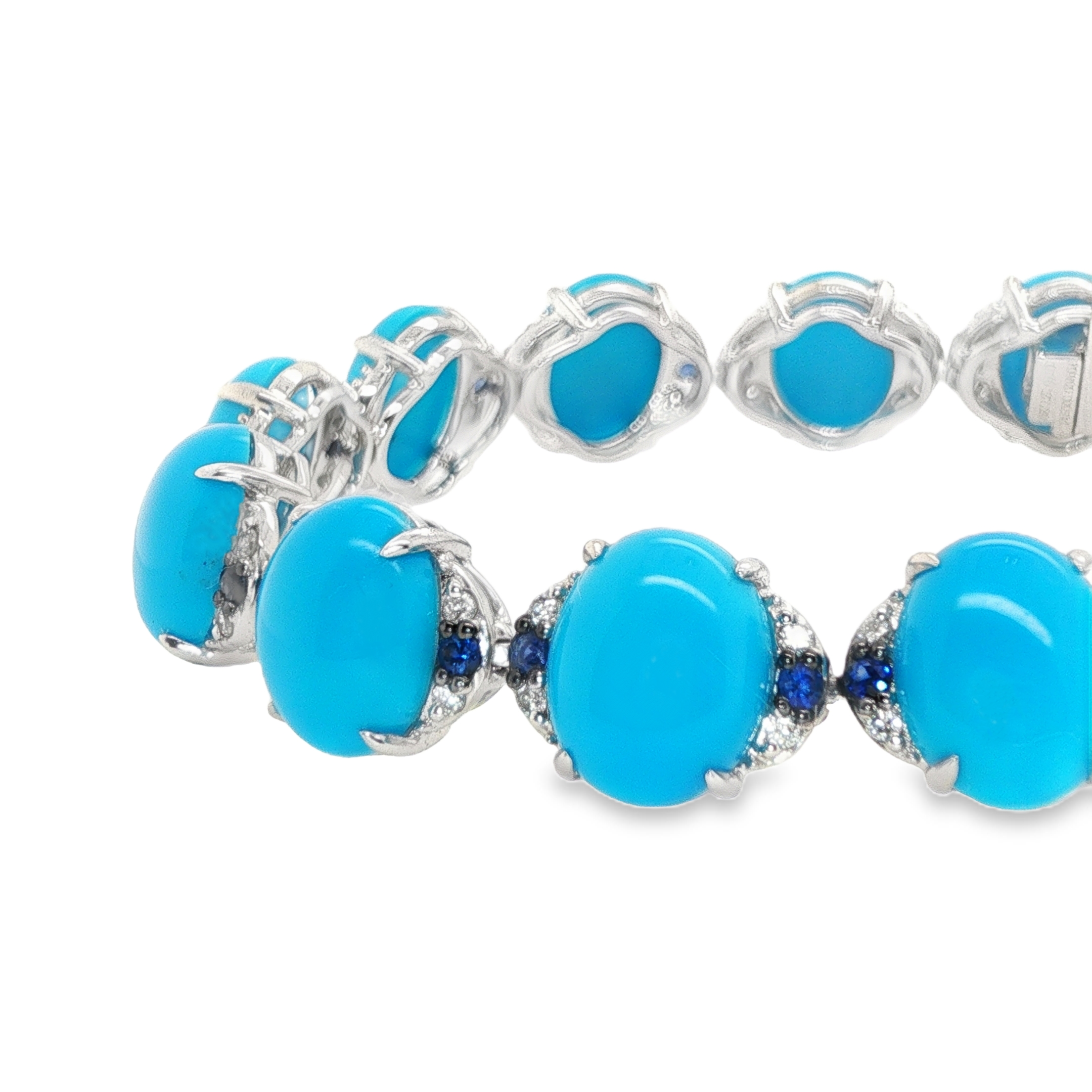27ct Oval Turquoise, Sapphire & Diamond Bracelet