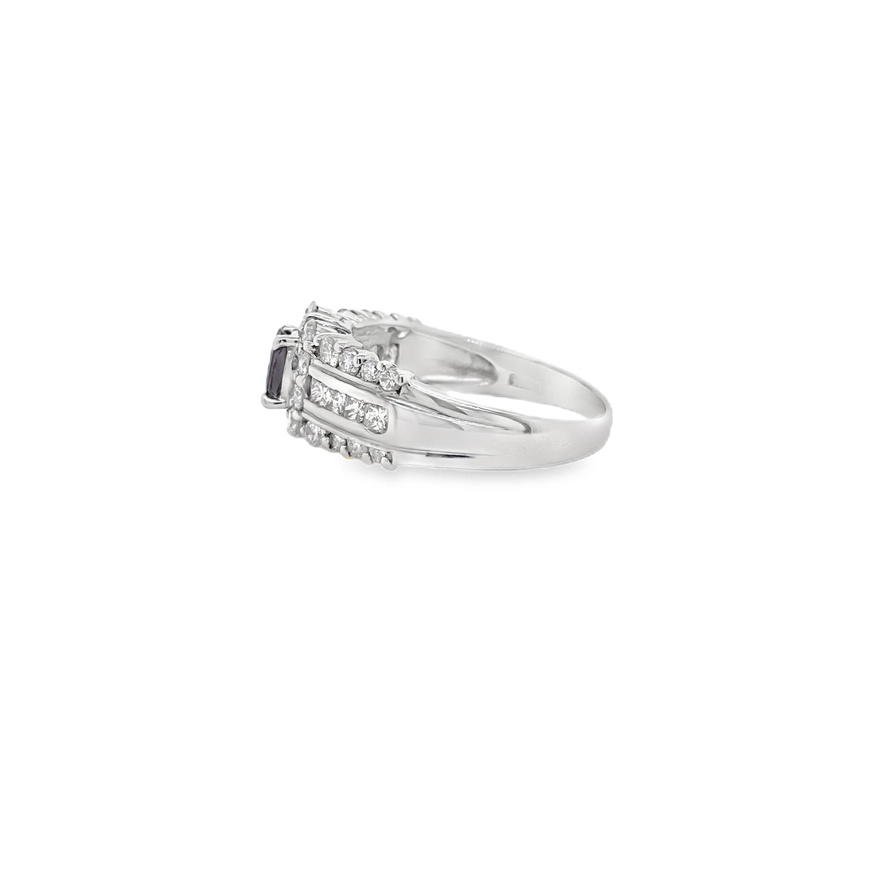0.30ct Oval Brazil Alexandrite & Diamond Platinum Ring - Candid Japan