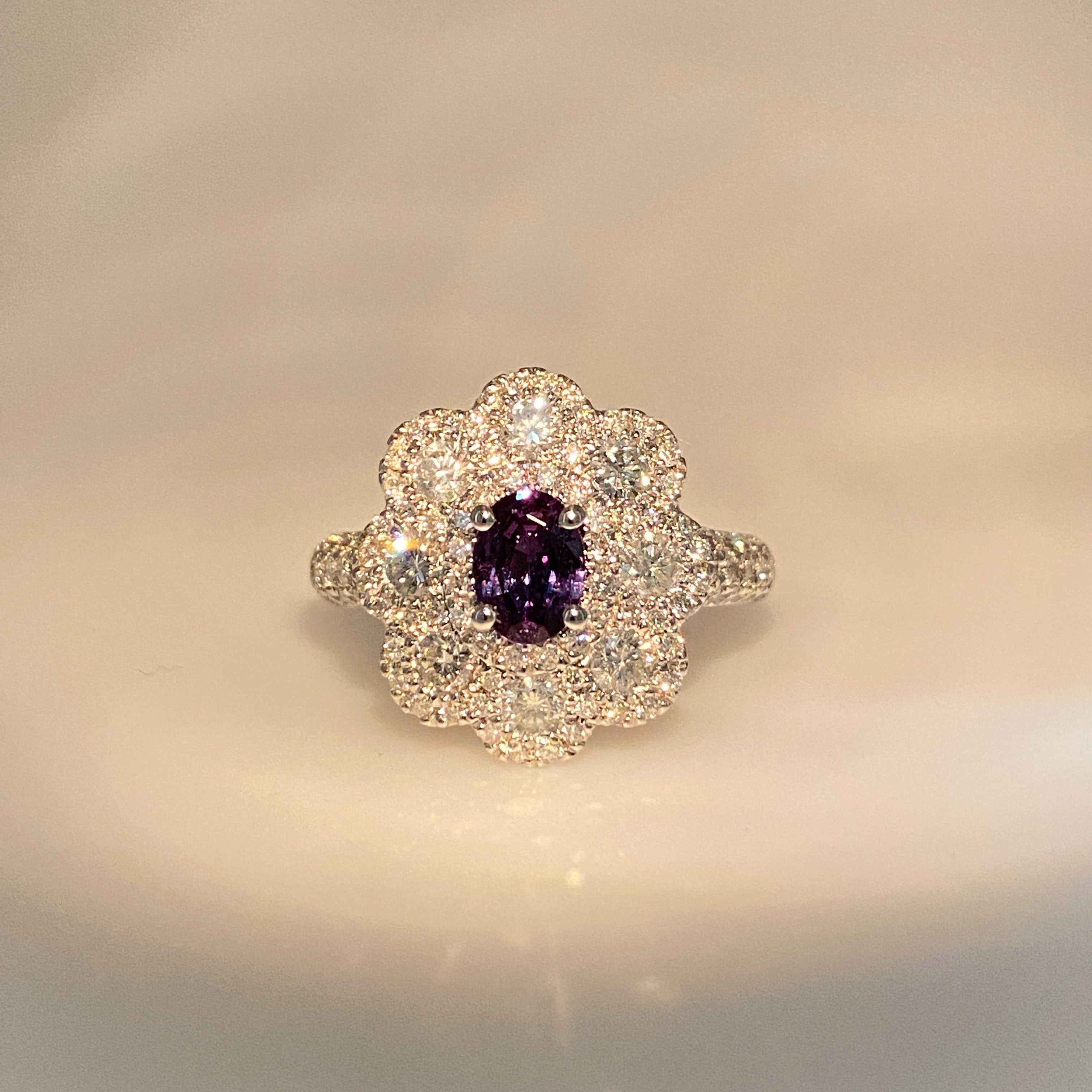 0.53ct Oval Brazil Alexandrite & Diamond Ring