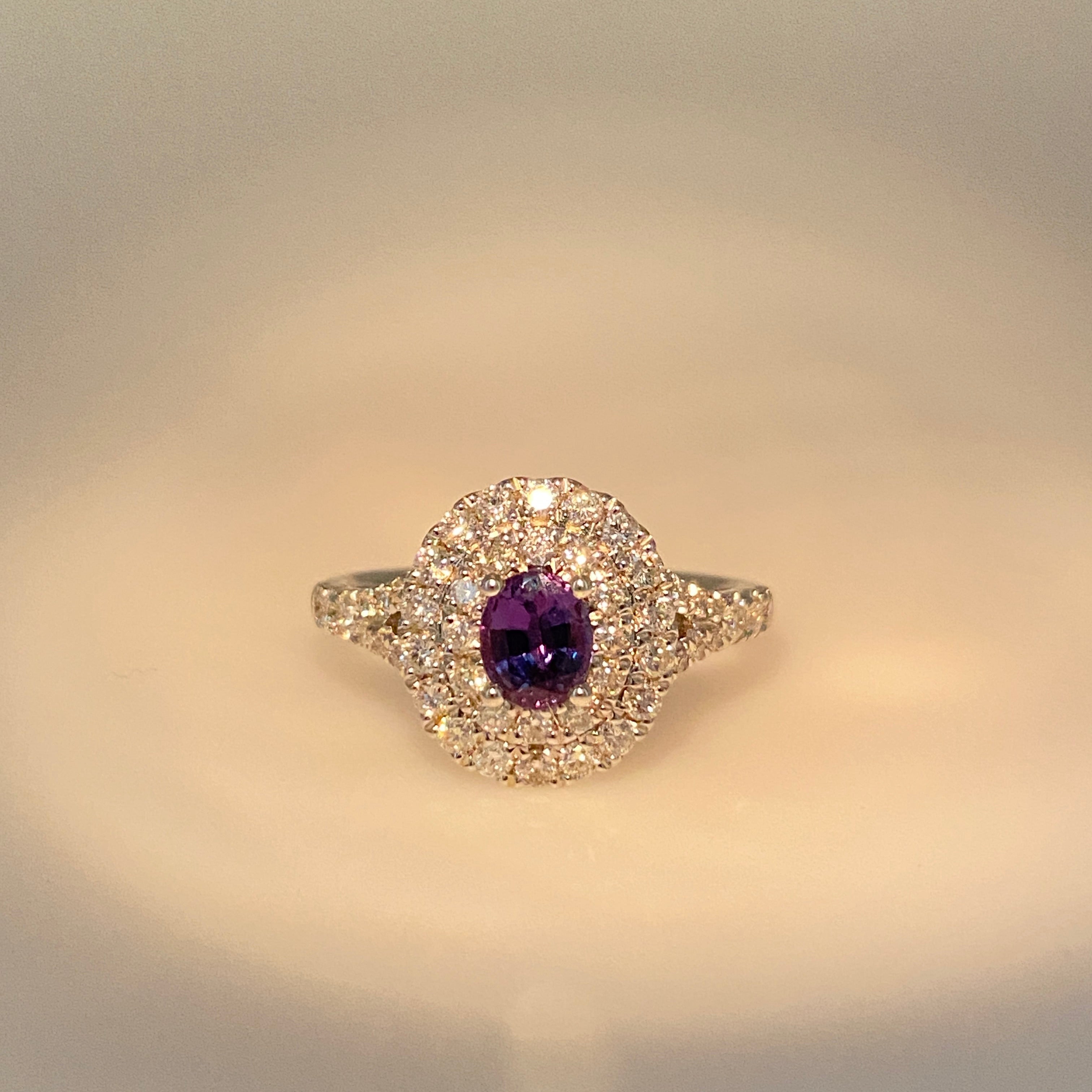 1.00ct Oval Brazil Alexandrite & Diamond Platinum Pendant