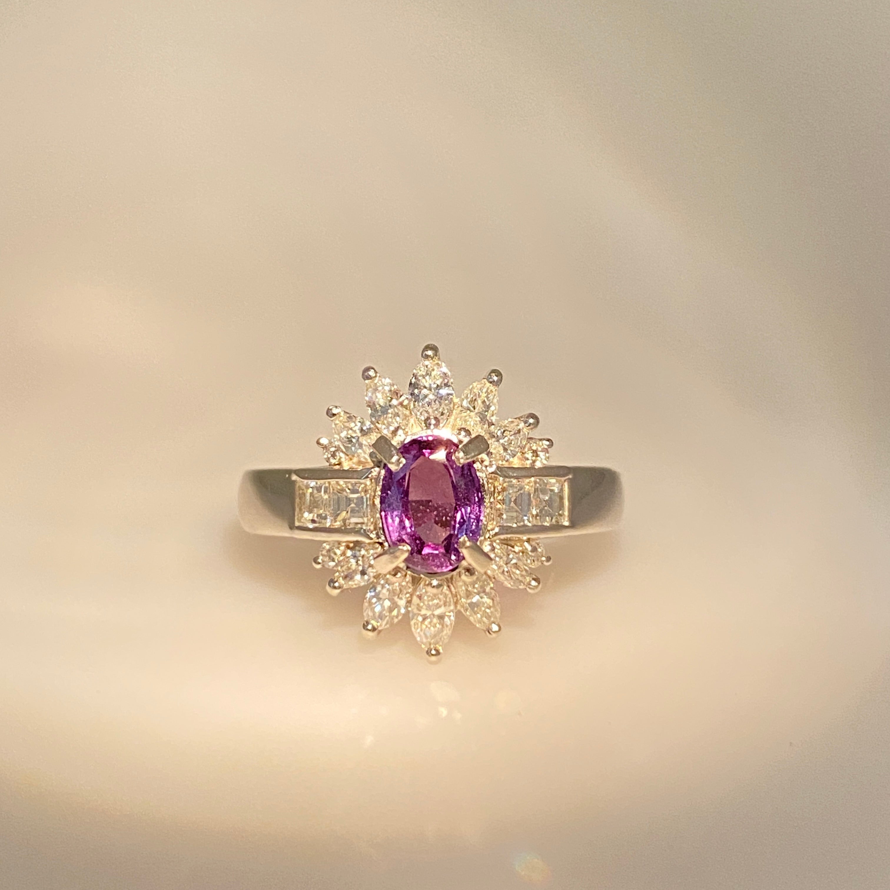 0.72ct Oval Brazil Alexandrite & Diamond Platinum Ring