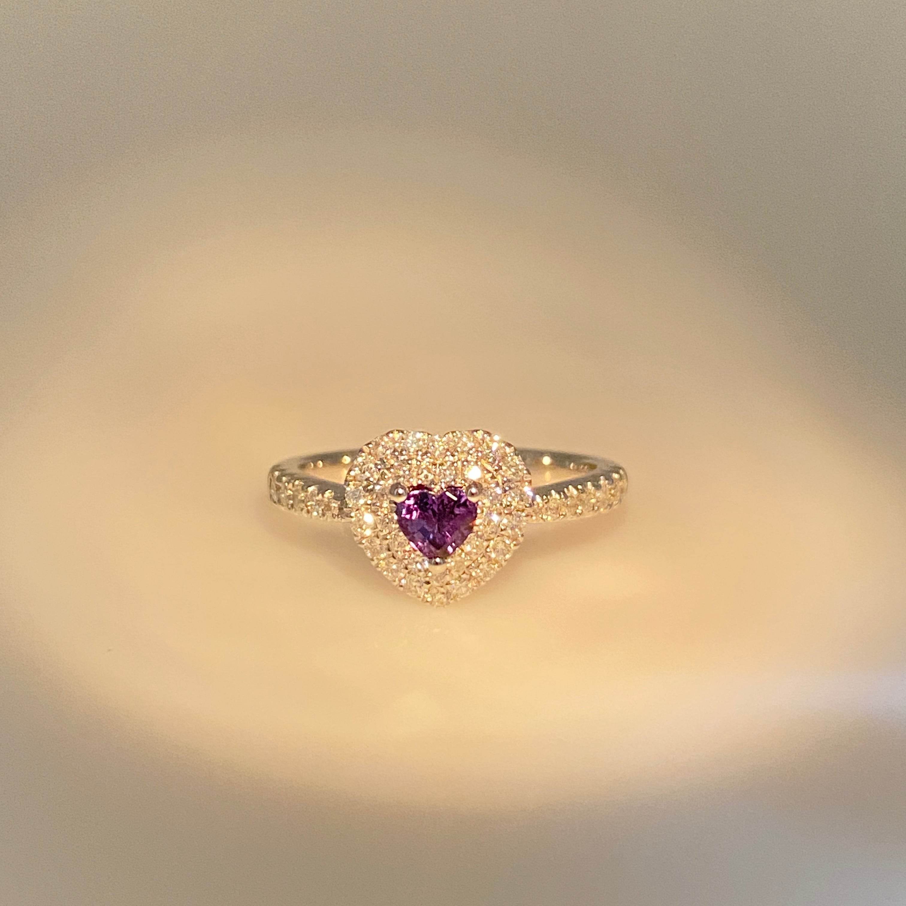 0.229ct Heart-Shaped Brazil Alexandrite & Diamond Ring - Candid Japan
