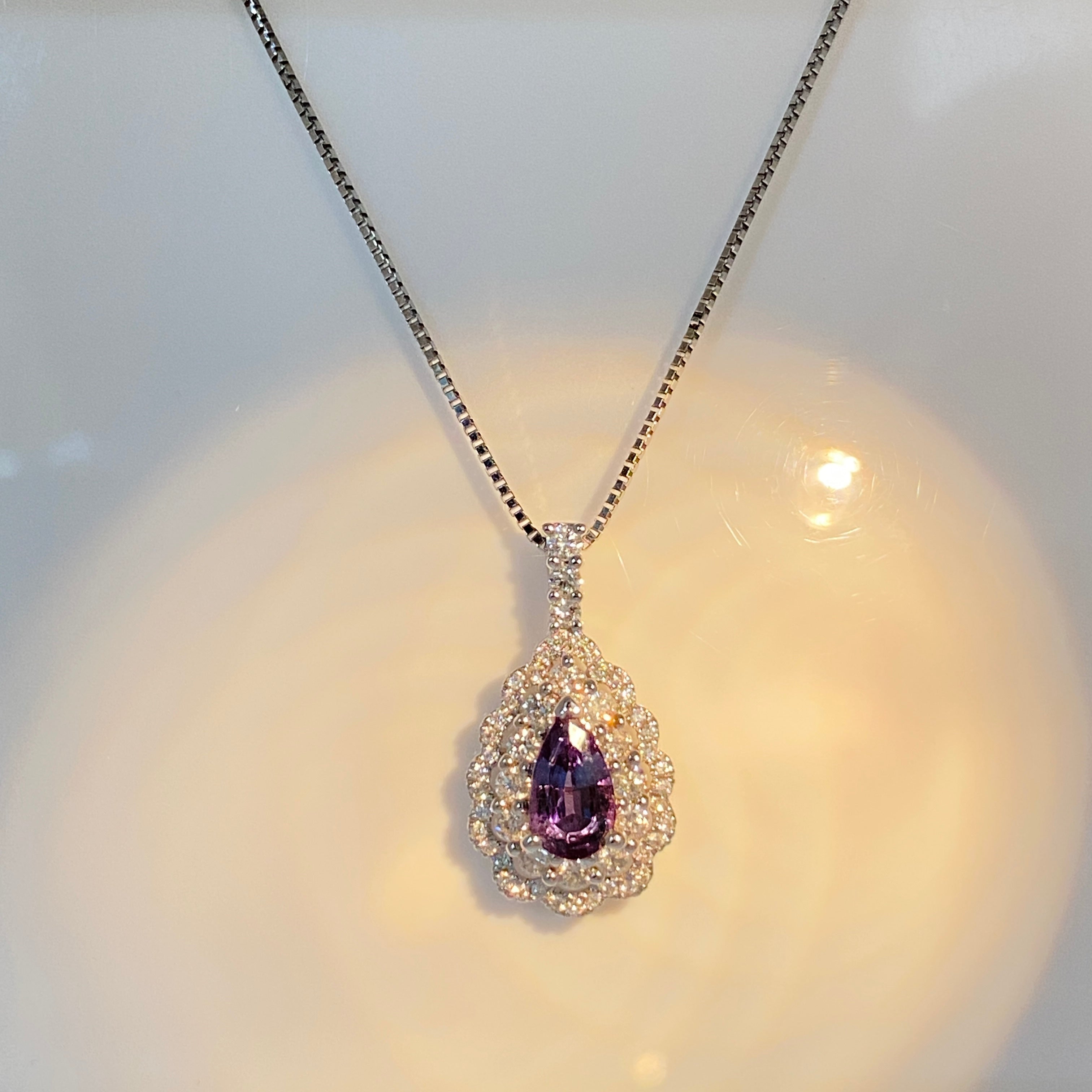0.47ct Pear-Shaped Brazil Alexandrite & Diamond Pendant