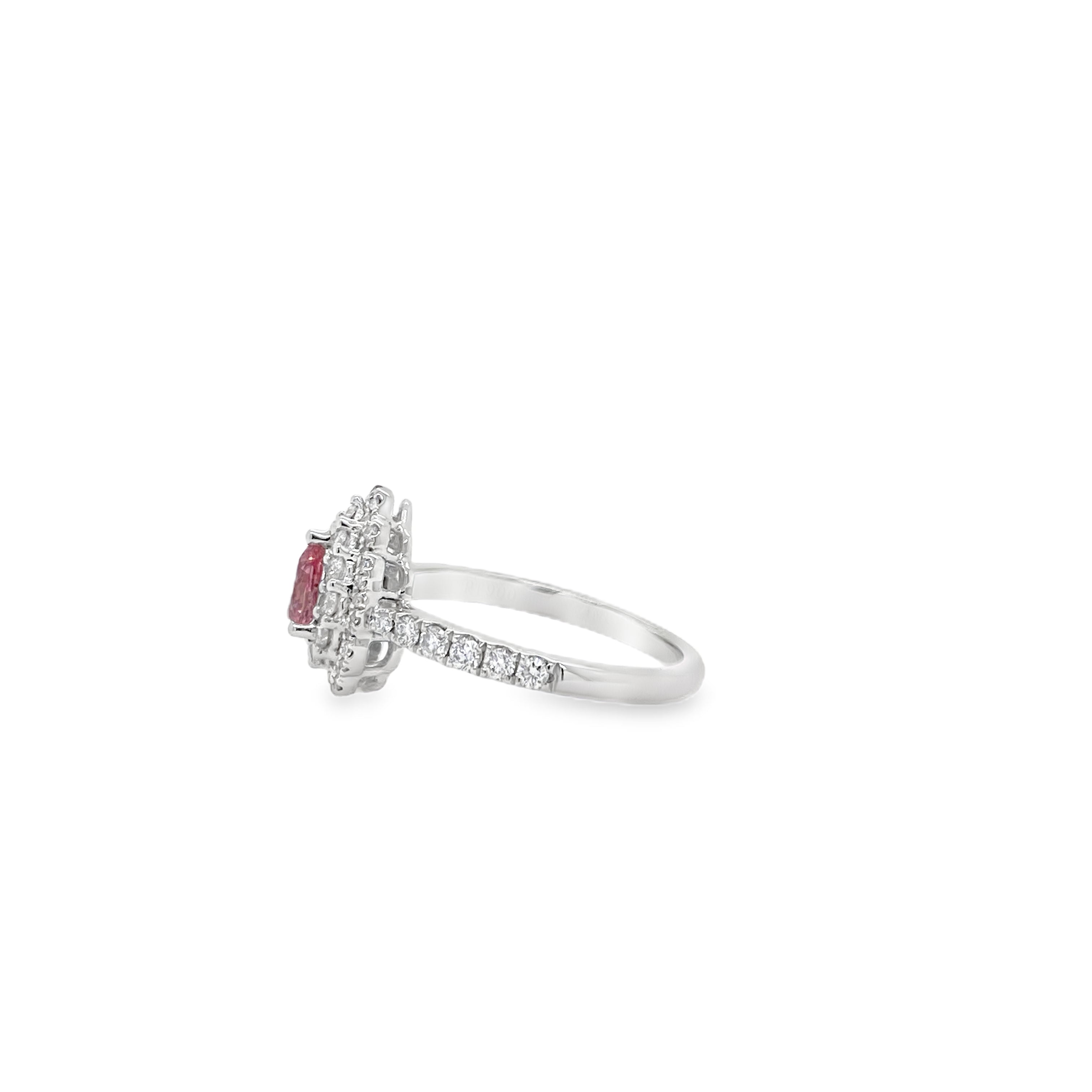 0.415ct Pear-Shaped Heated Padparadscha Sapphire & Diamond Ring