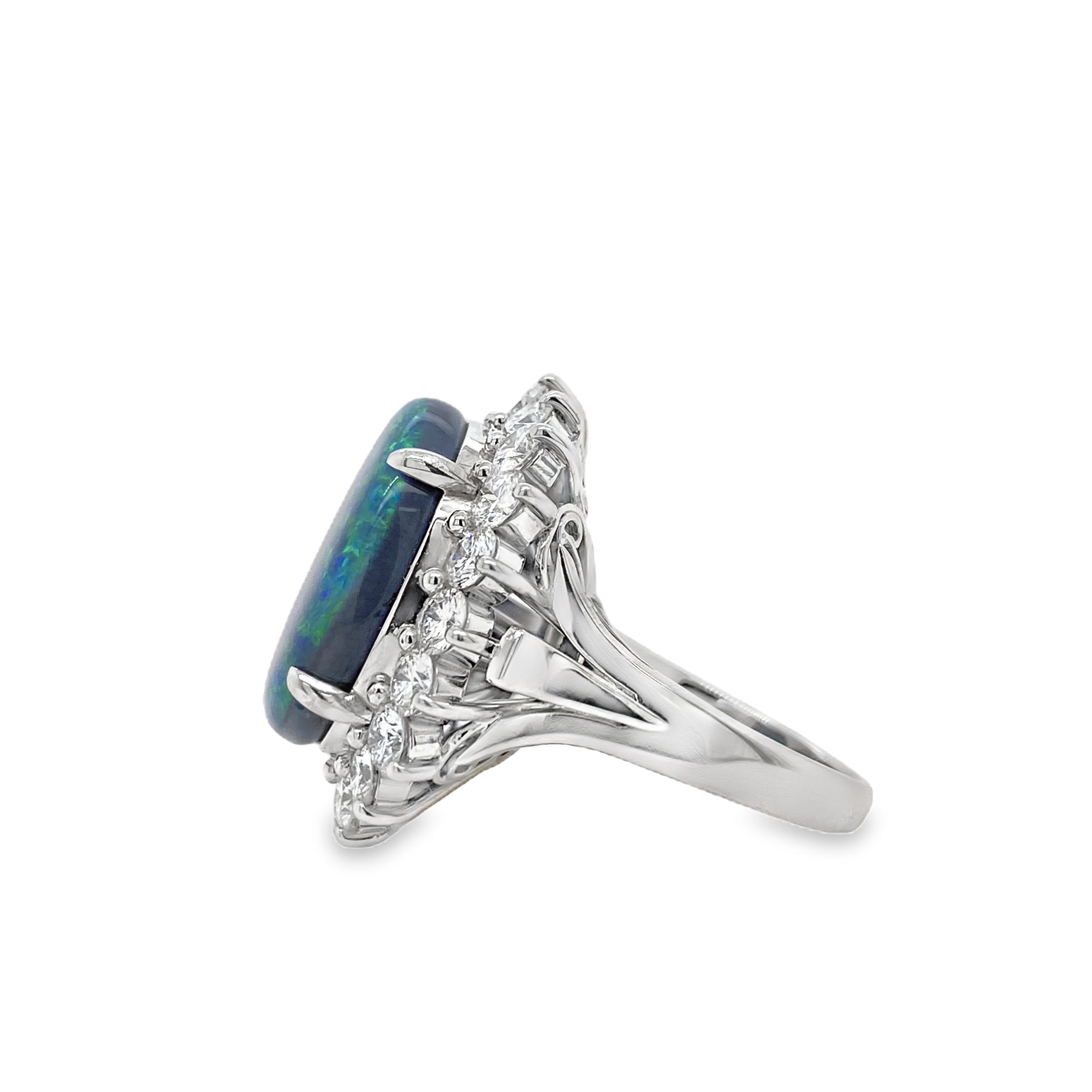 8.8ct Black Opal and Diamond Ring