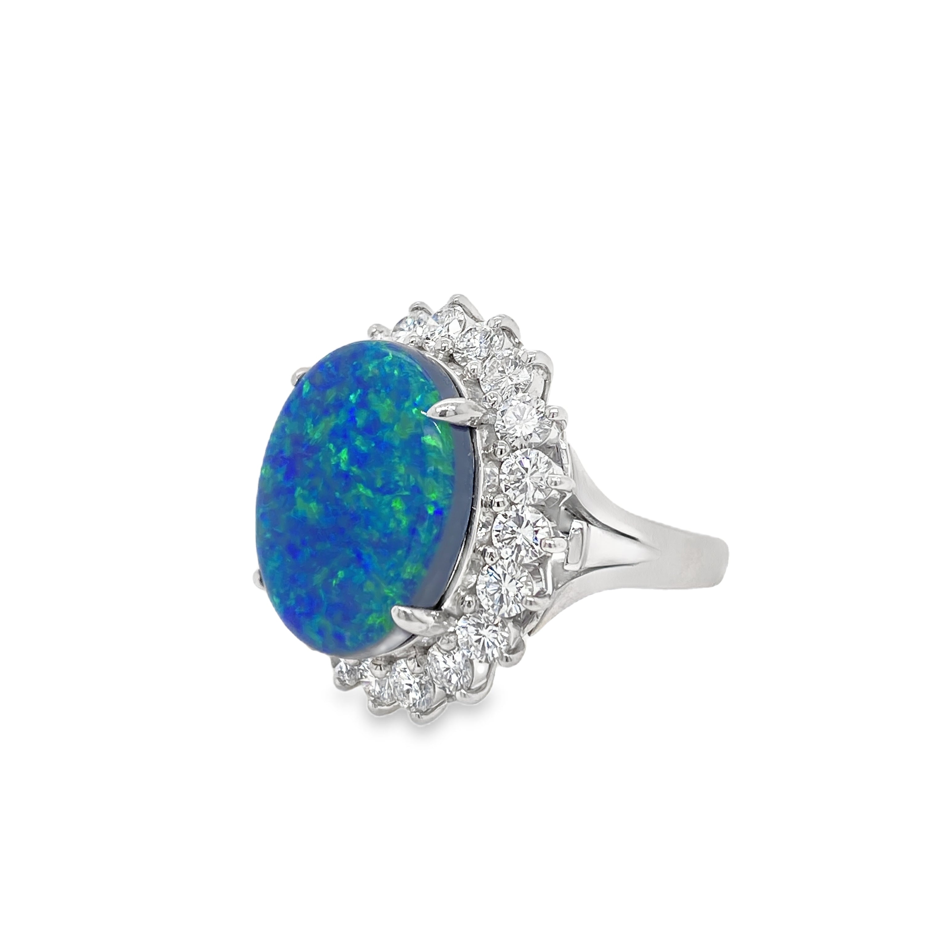 8.8ct Black Opal and Diamond Ring