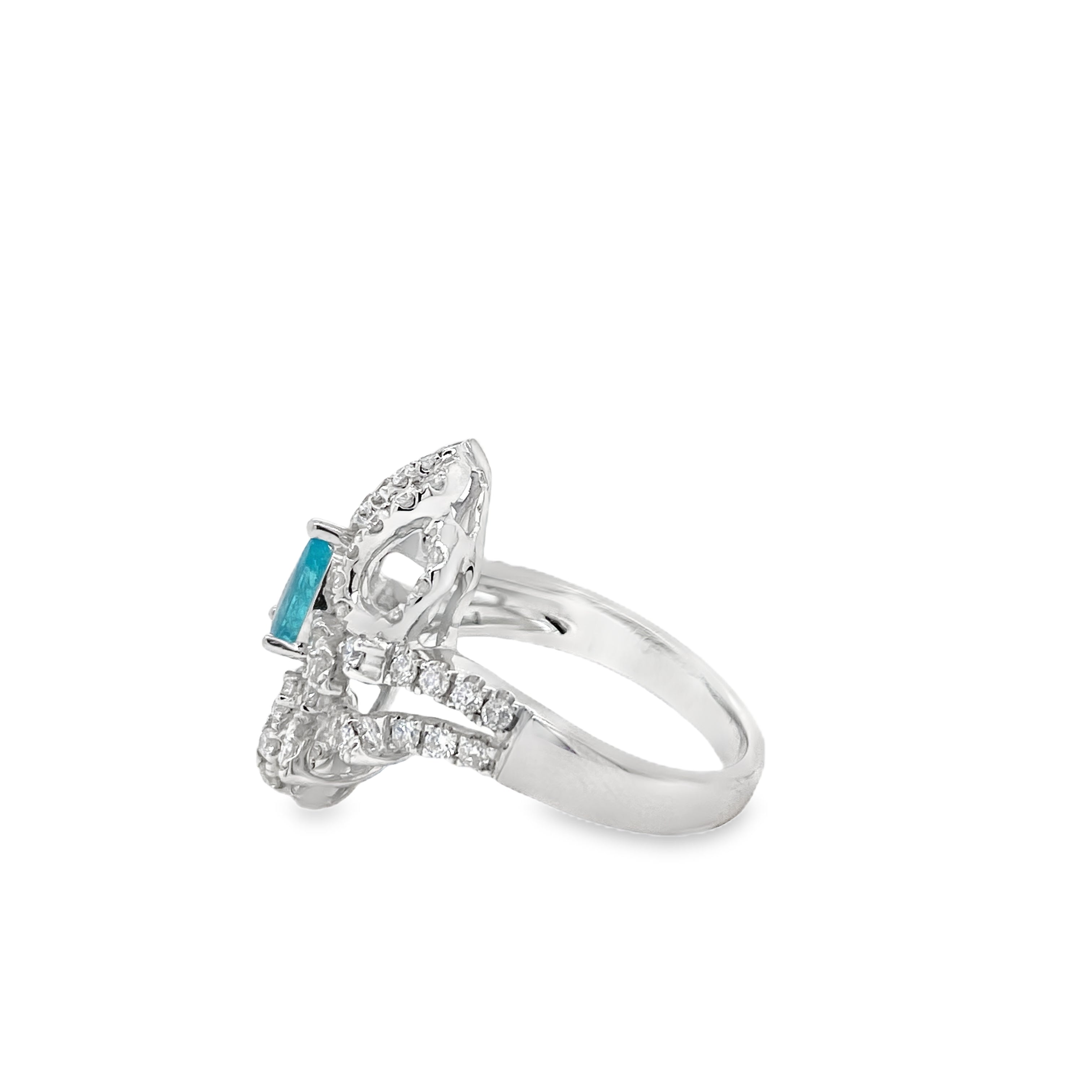 0.50ct Pear-Shaped Paraiba Tourmaline & Diamond Ring