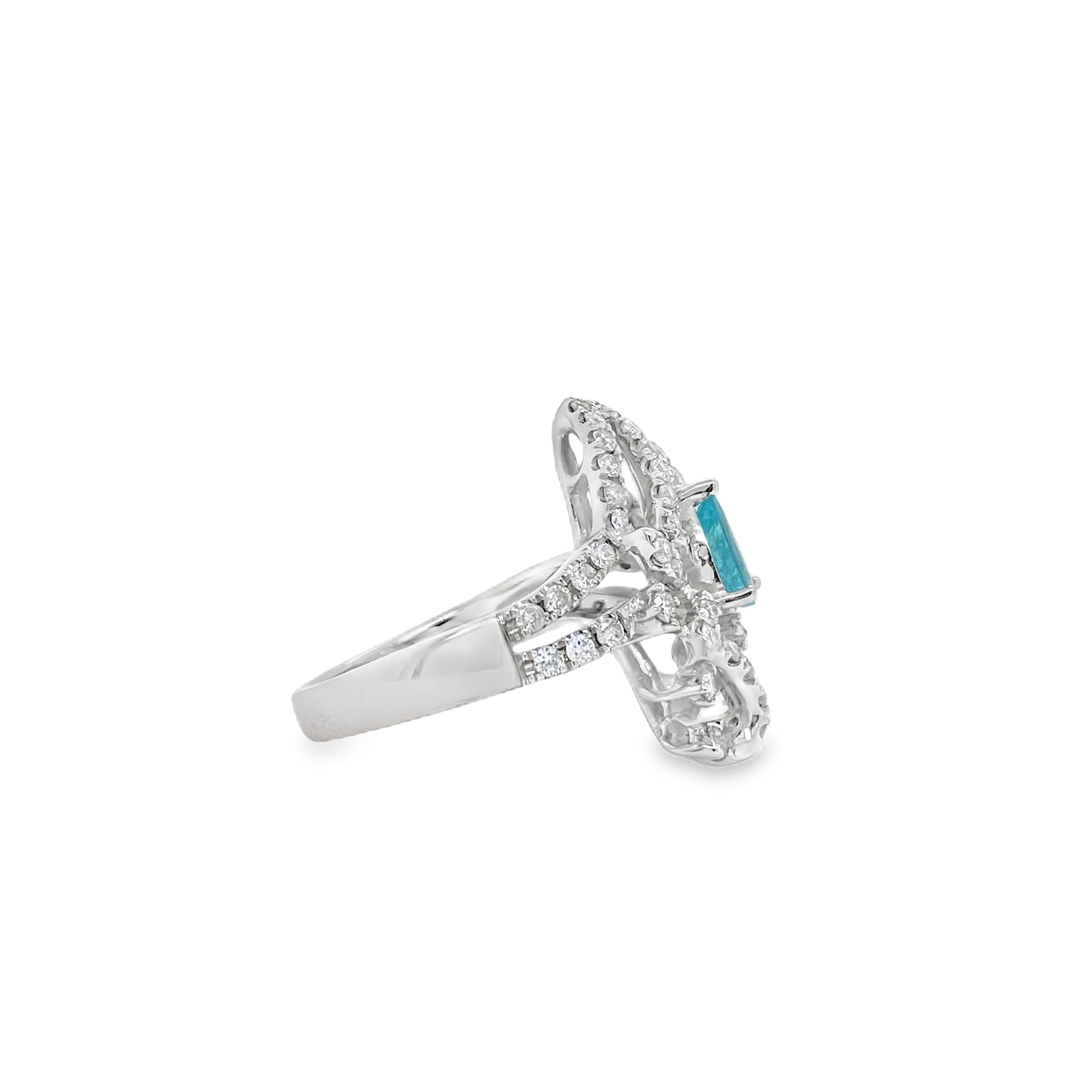0.50ct Pear-Shaped Paraiba Tourmaline & Diamond Ring