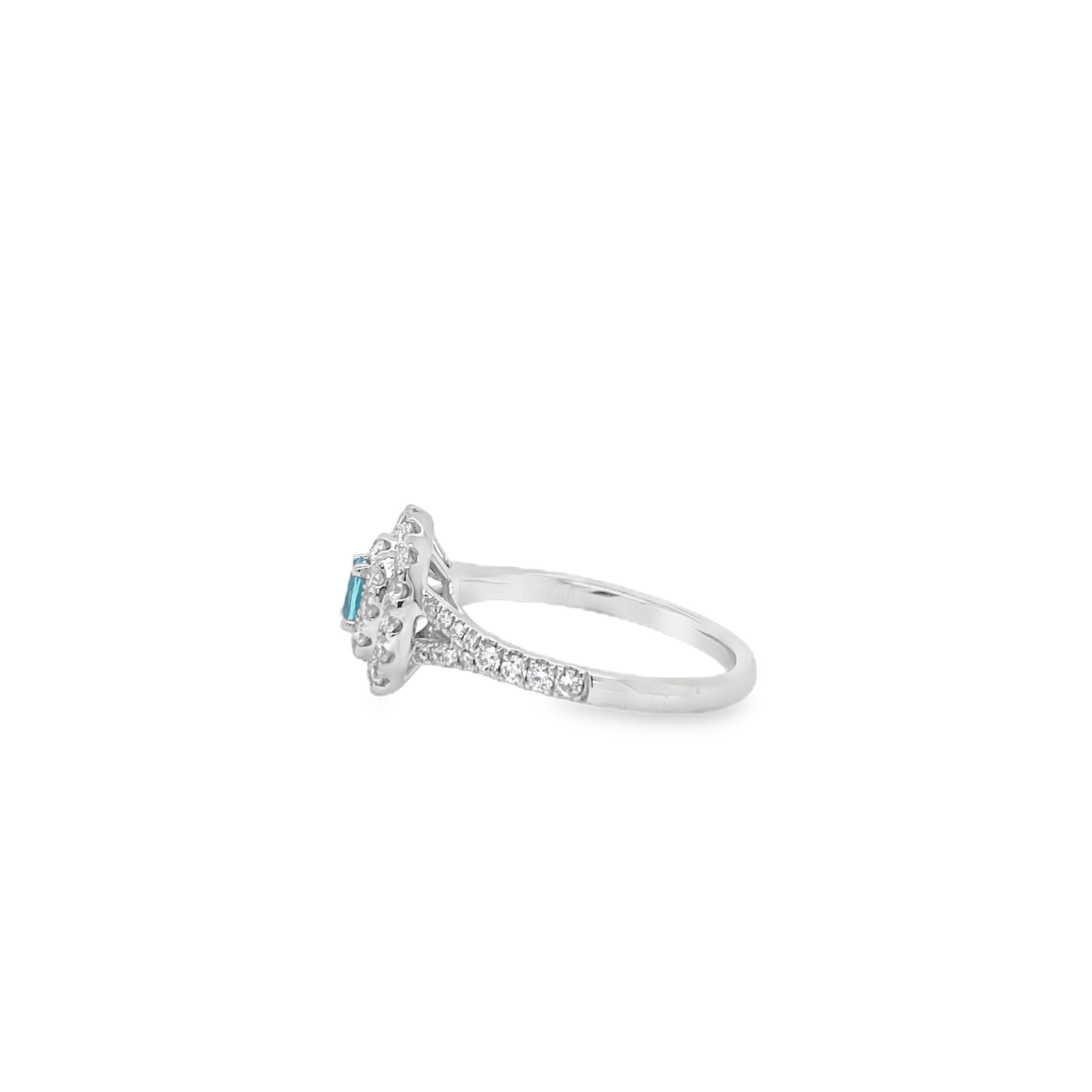 0.163ct Oval Paraiba Tourmaline & Diamond Platinum Ring - Candid Japan