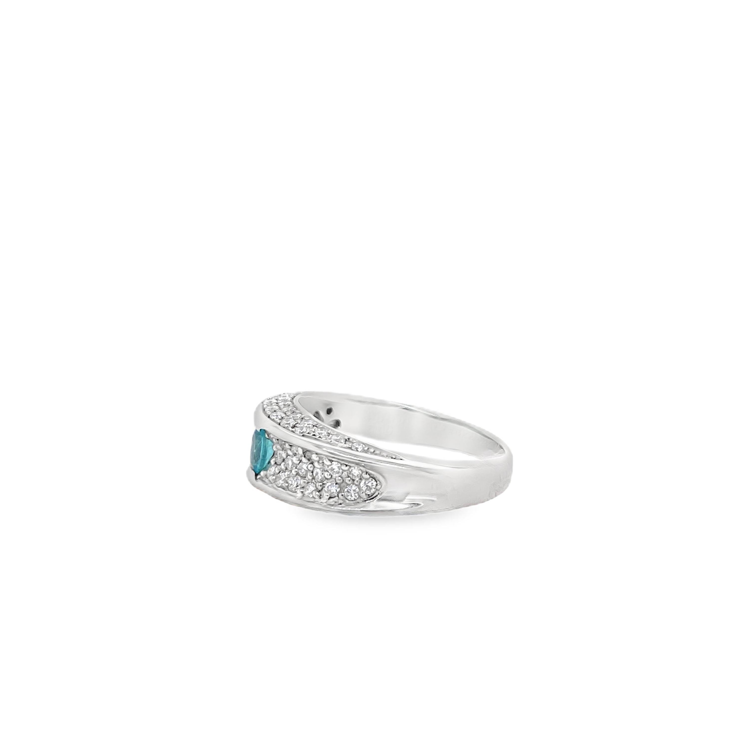 0.12ct Oval Paraiba Tourmaline & Diamond Platinum Ring - Candid Japan