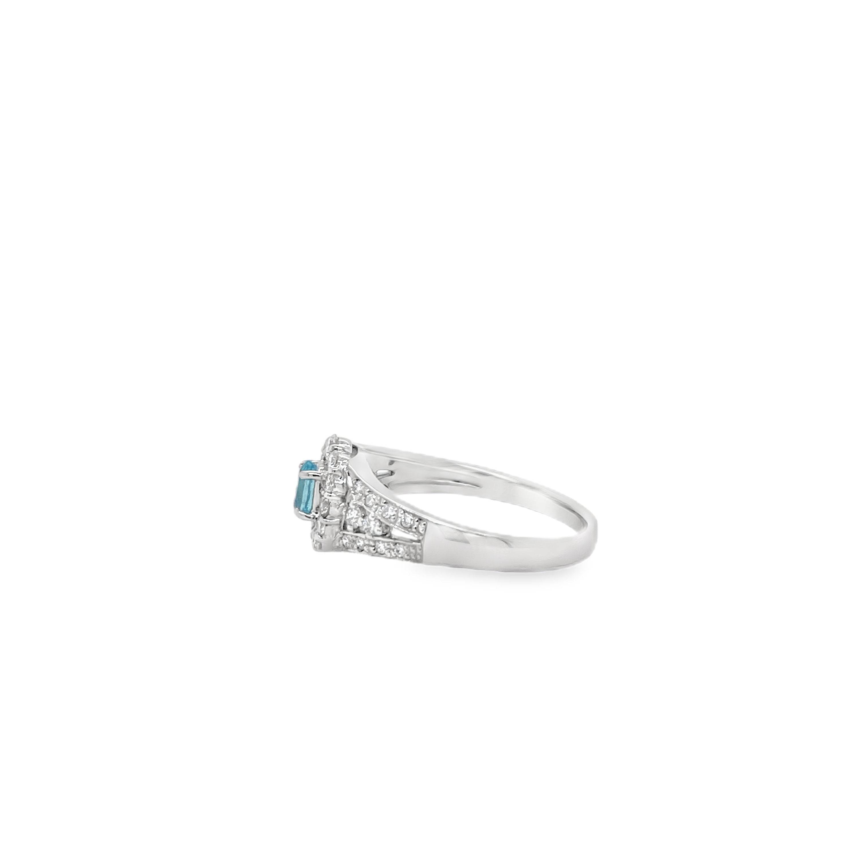 0.189ct Oval Paraiba Tourmaline & Diamond Platinum Ring - Candid Japan
