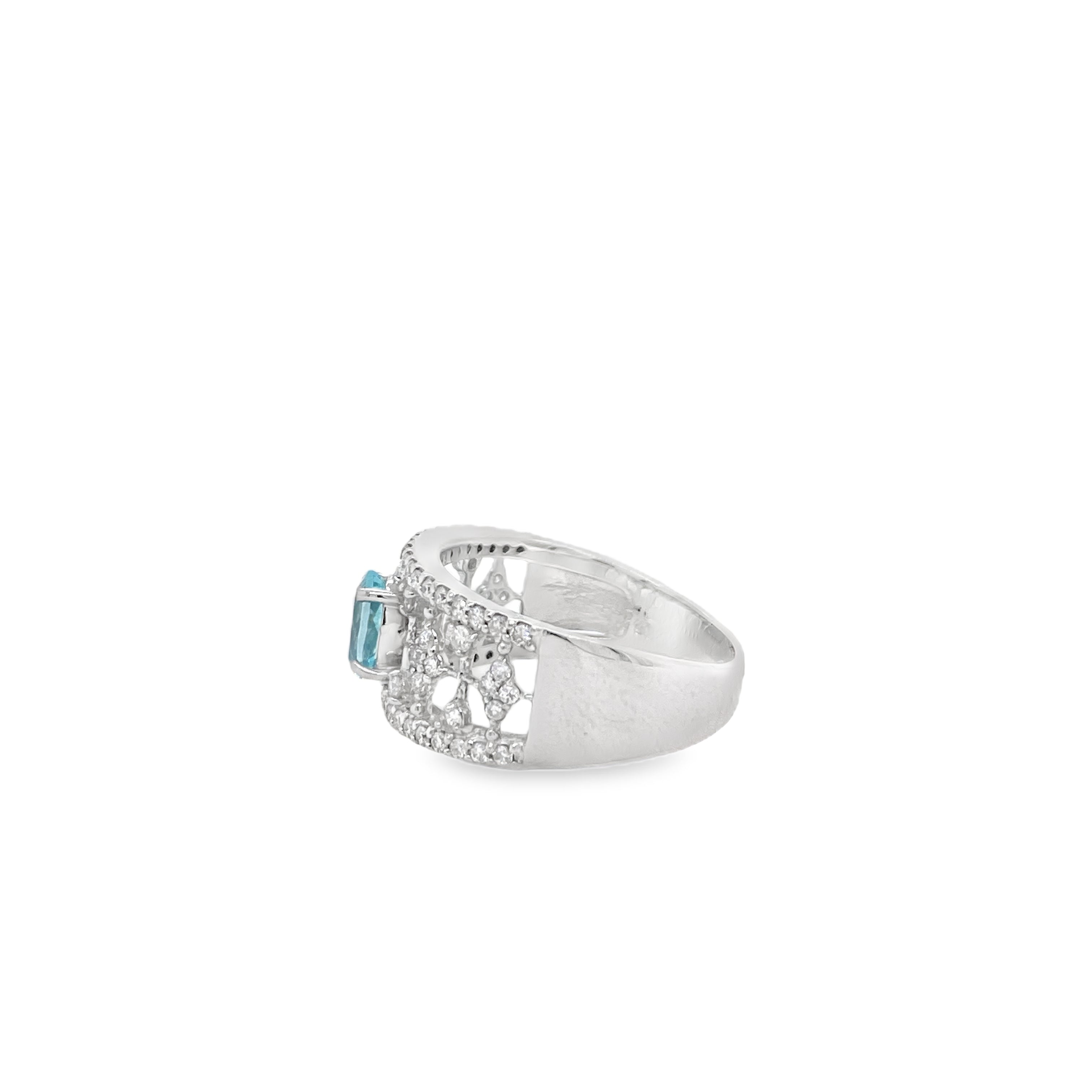 0.52ct Cushion-Cut Paraiba Tourmaline & Diamond Platinum Ring