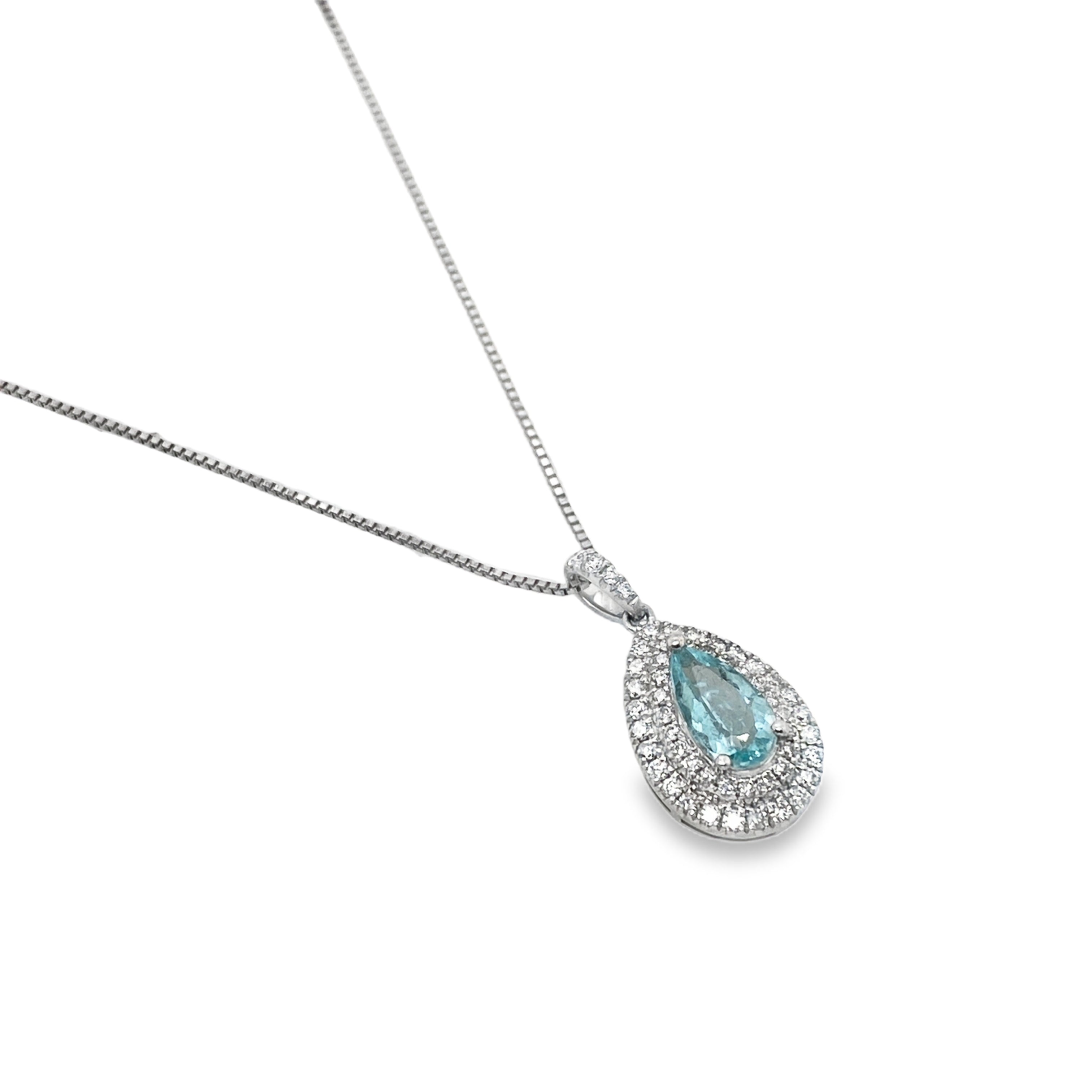 0.72ct Pear Paraiba Tourmaline & Diamond Platinum Pendant