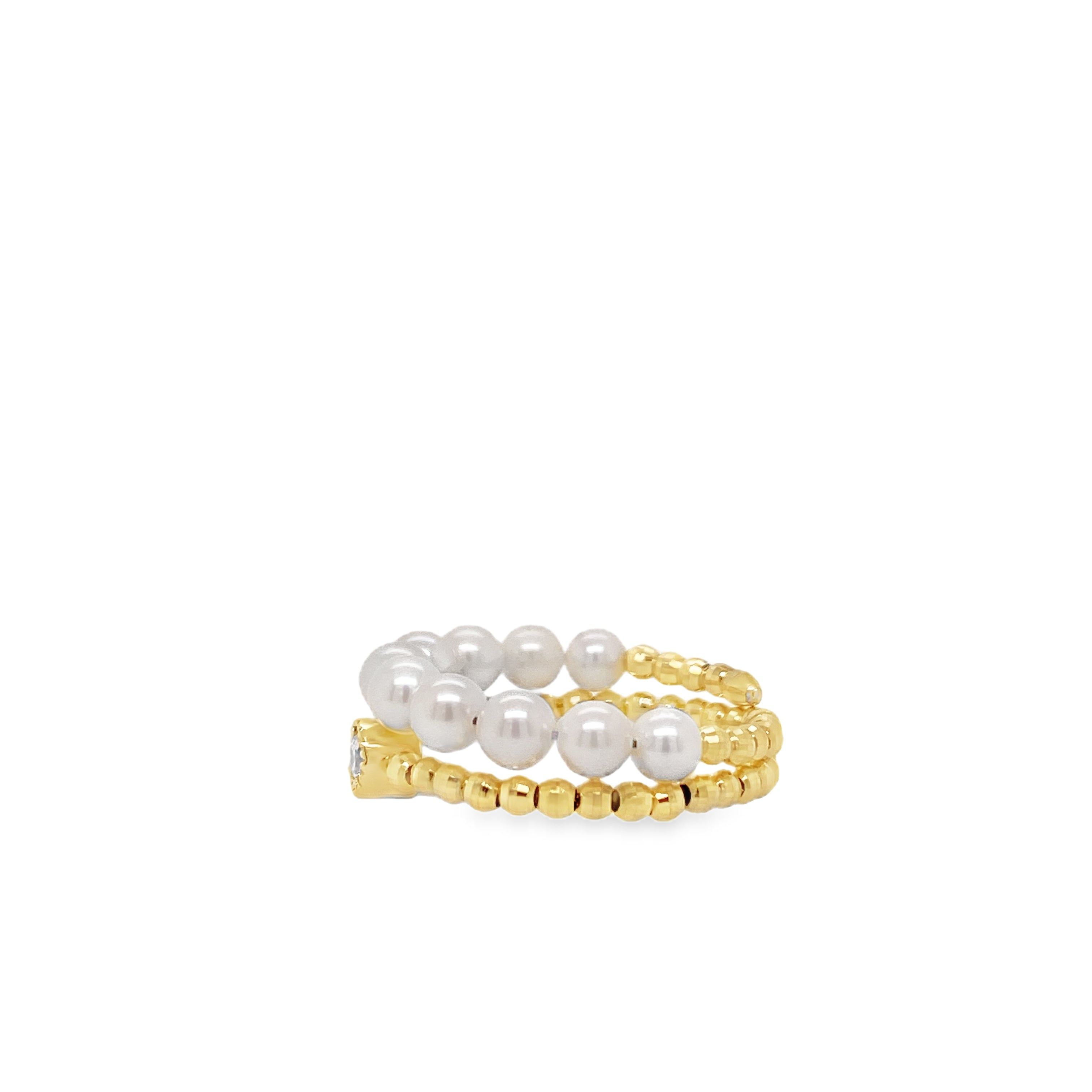 Akoya Pearl & Diamond Ring (Free Size)
