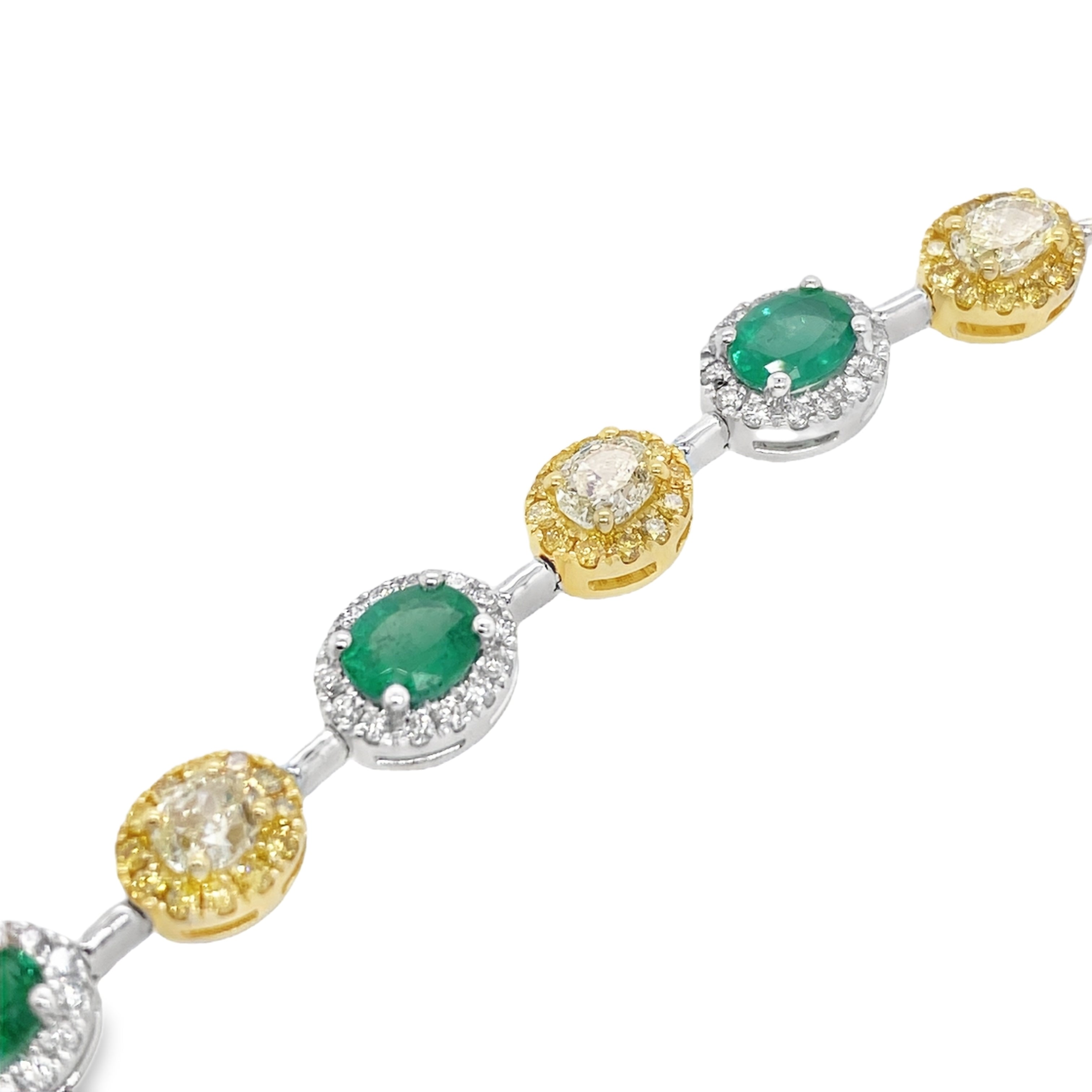 Oval Emerald & Yellow Diamond Bracelet