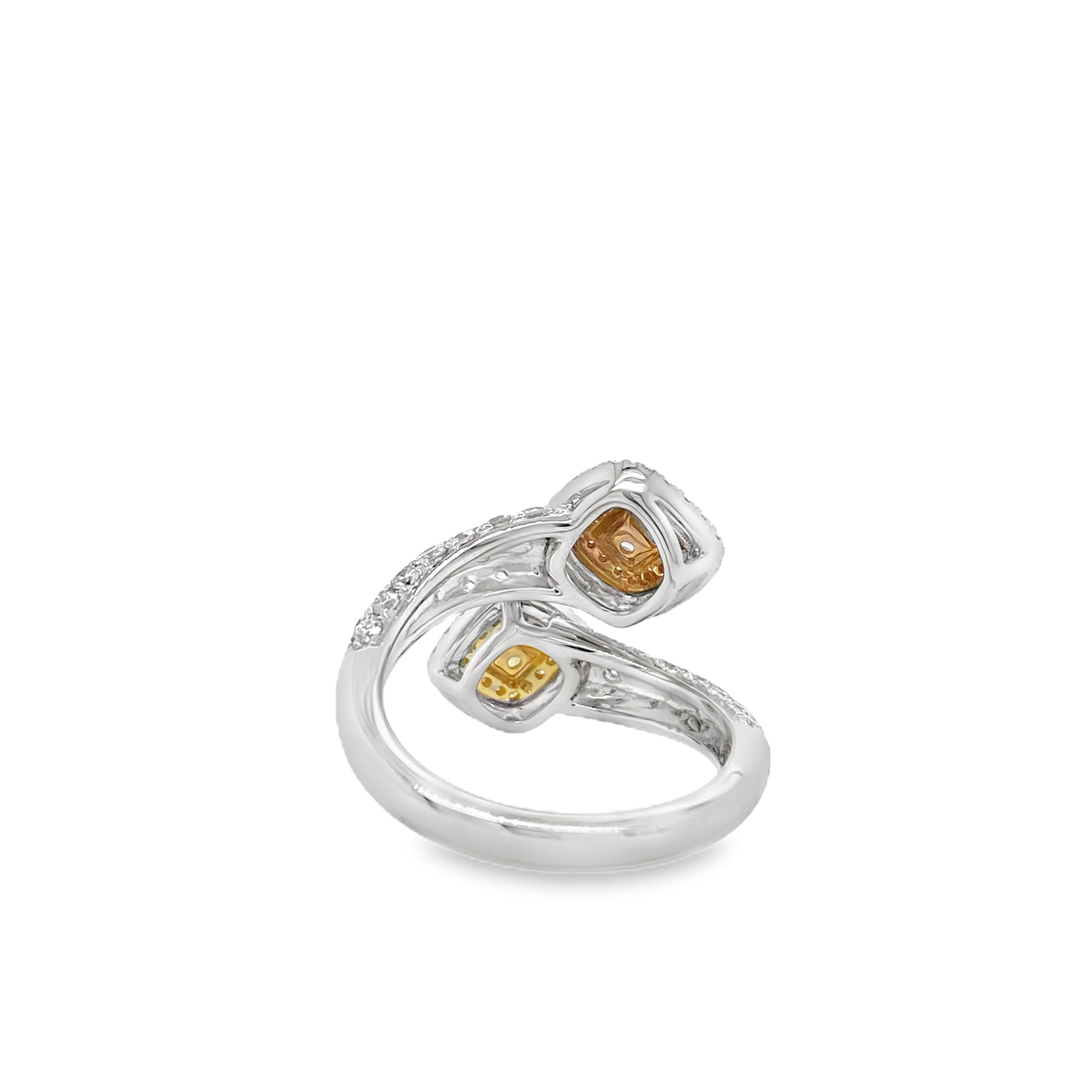 Fancy Pink & Yellow Diamond Cushion-Cut Ring