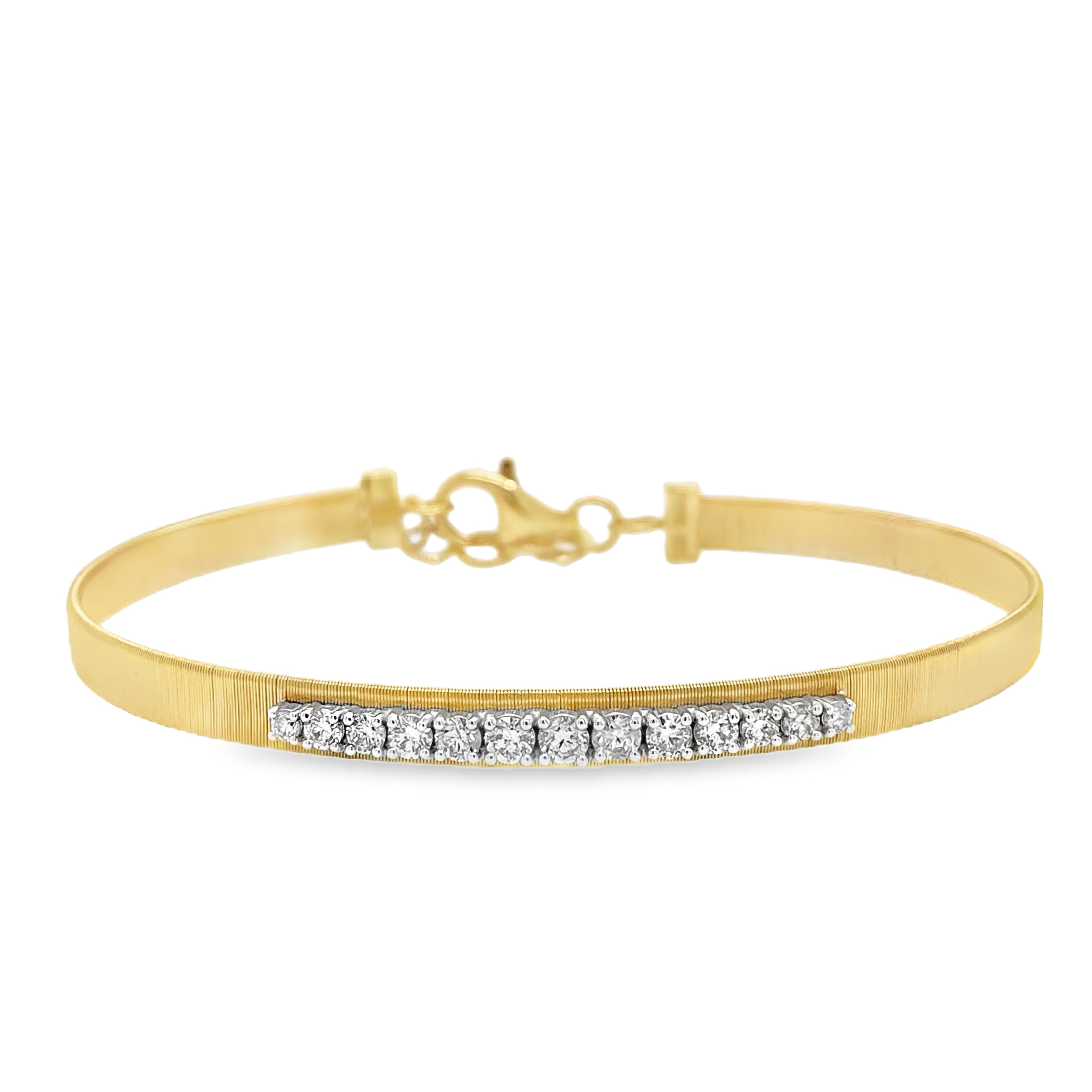 Straight-Line Round Diamond Flexible Brushed Metal Bangle – Candid Japan