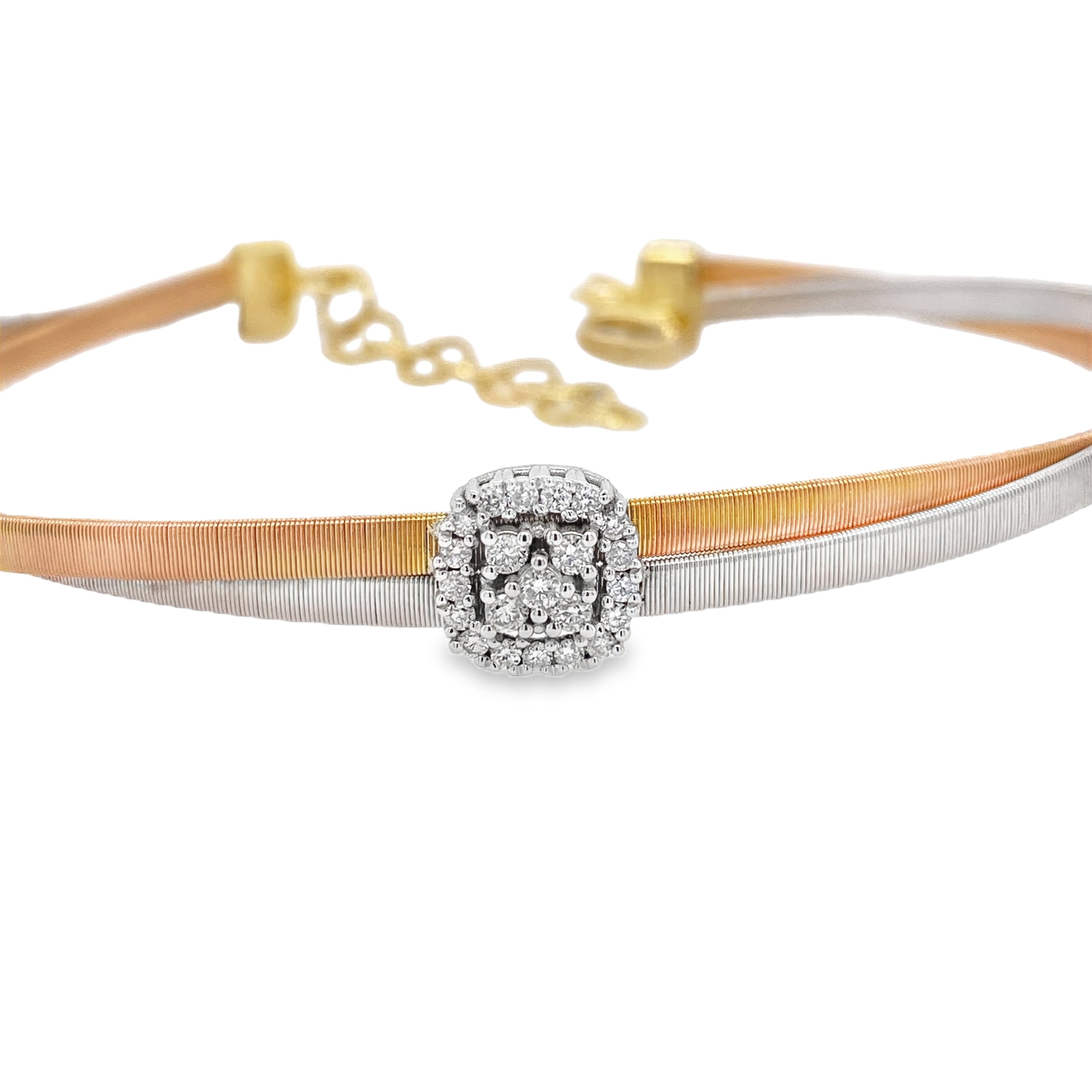 Brushed Metal Cushion-Shaped Diamond Bracelet