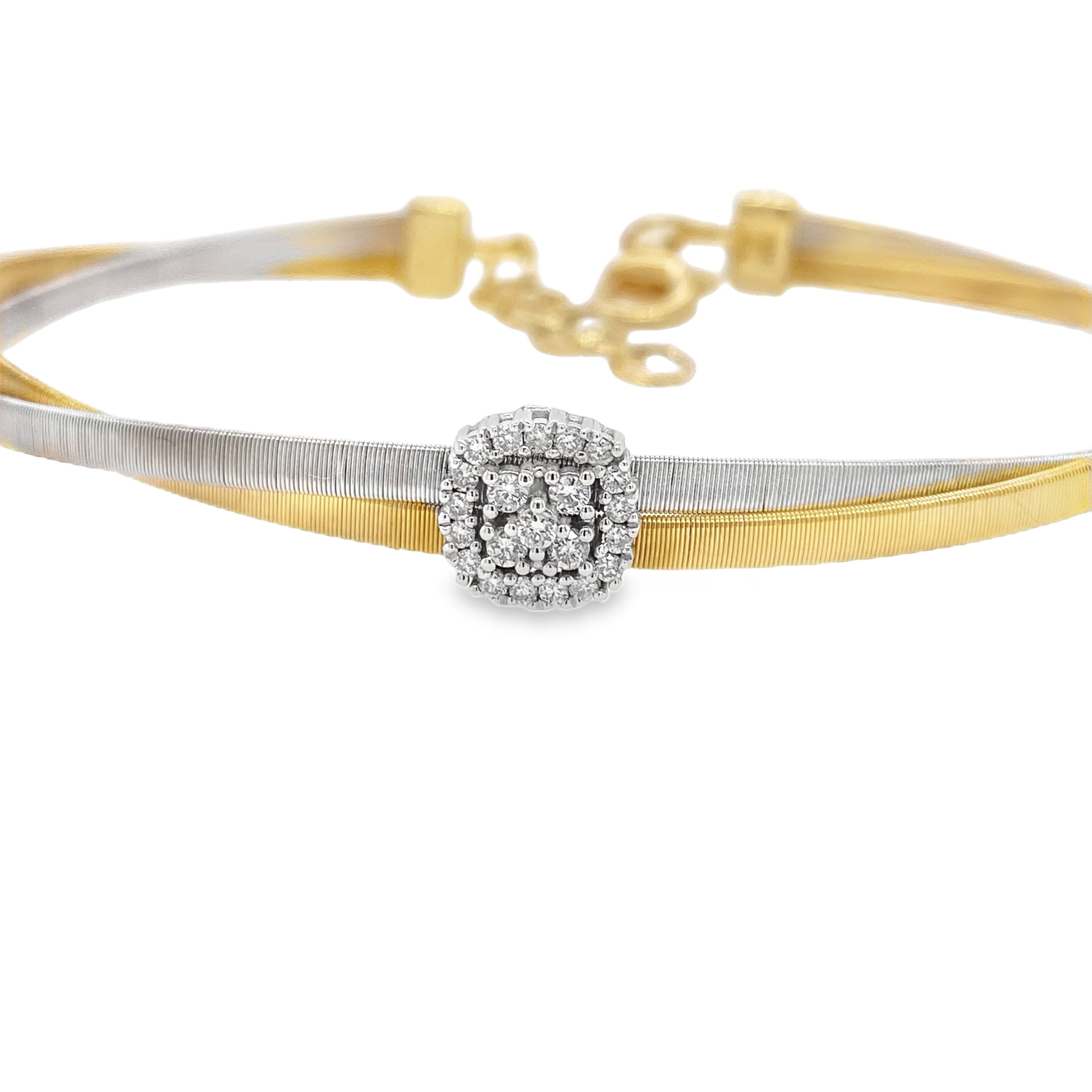 Brushed Metal Cushion-Shaped Diamond Bracelet