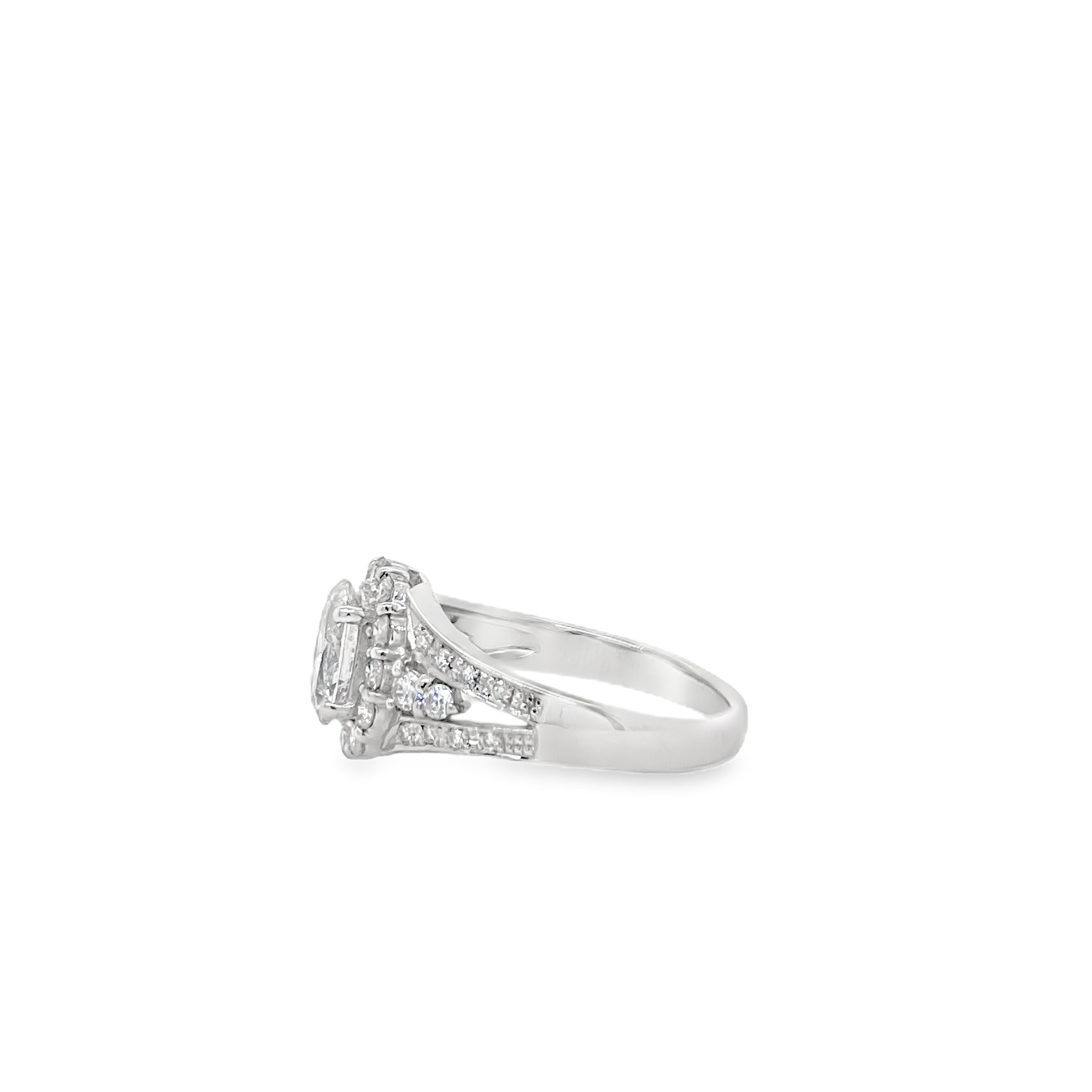 0.83ct Oval Diamond Halo Ring
