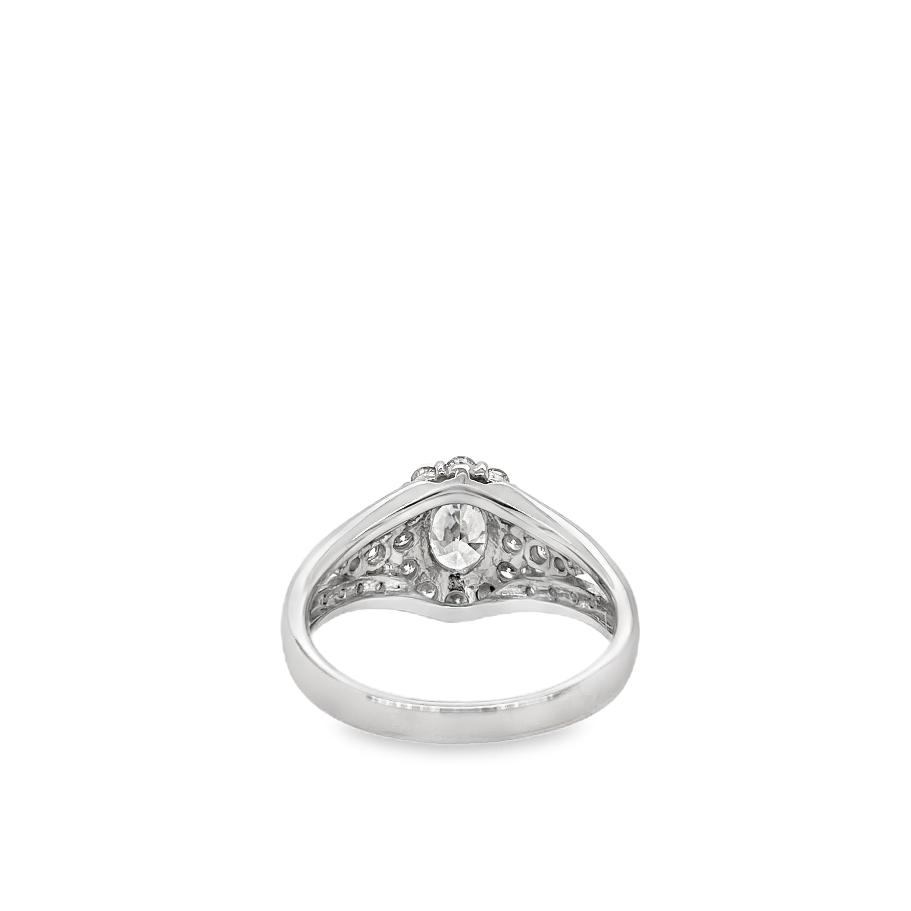 0.83ct Oval Diamond Halo Ring