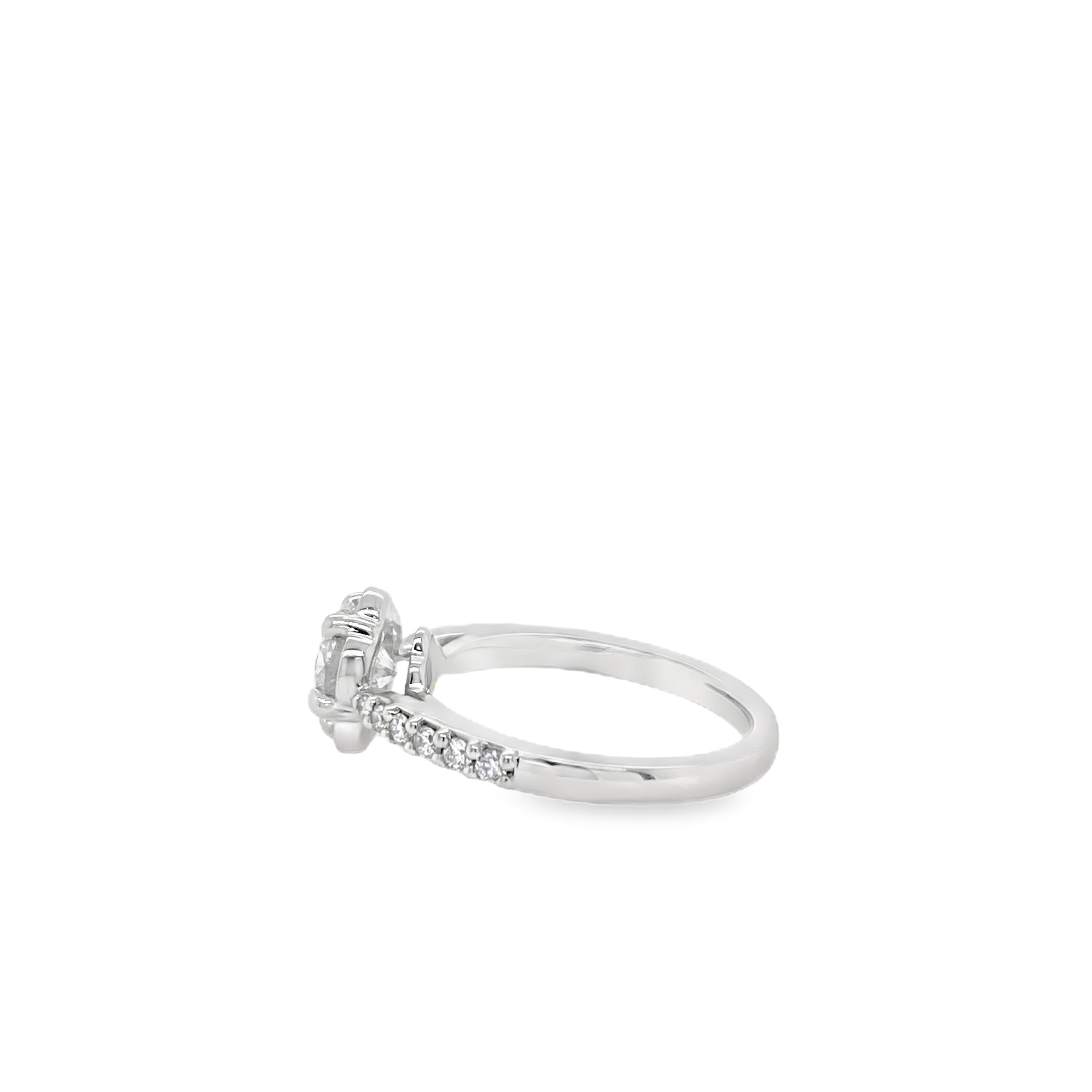 1.1ct Round Diamond Flower Halo Ring