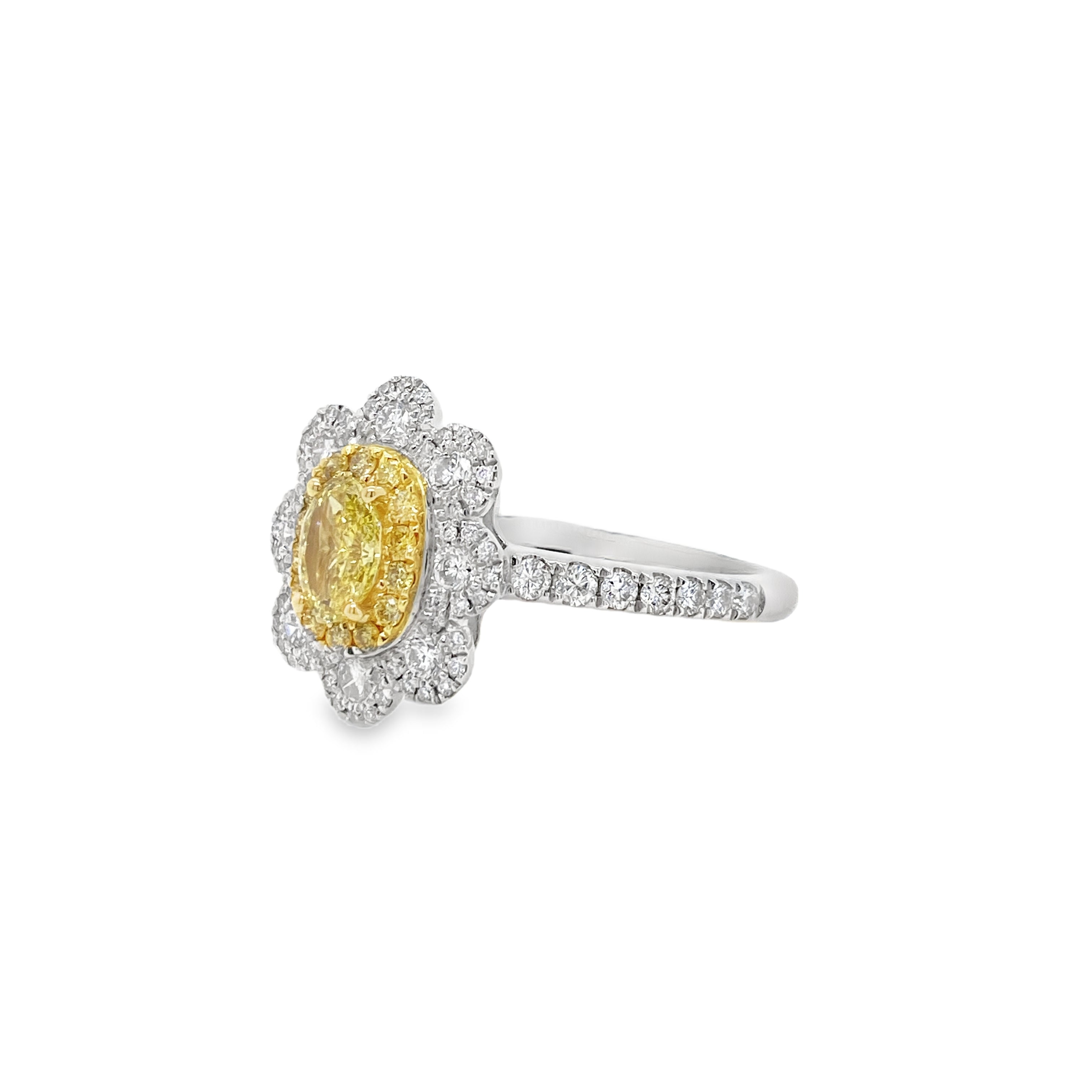 Fancy Intense Yellow Oval Diamond Ring